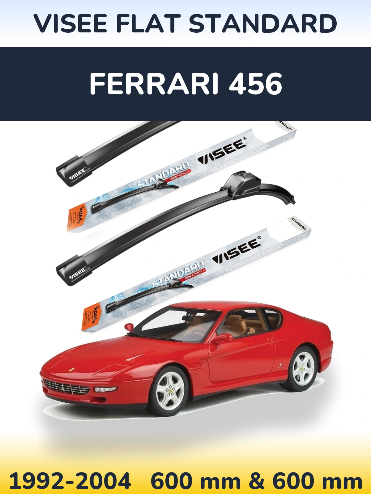 Front wiper blade set VISEE FLAT STANDARD 600 & 600 мм for Ferrari 456 1992-2004