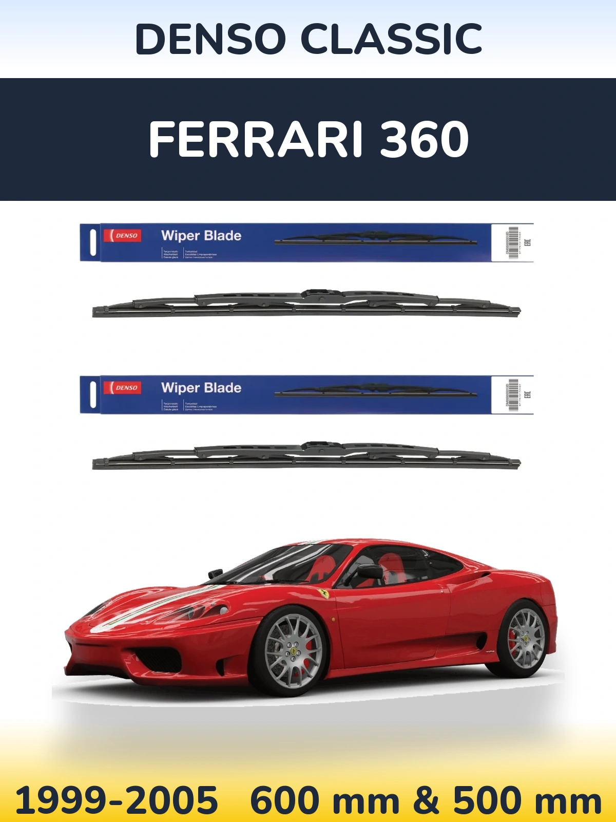 Komplet przednich wycieraczek Denso Classic 600 & 500 mm do Ferrari 360 1999-2005