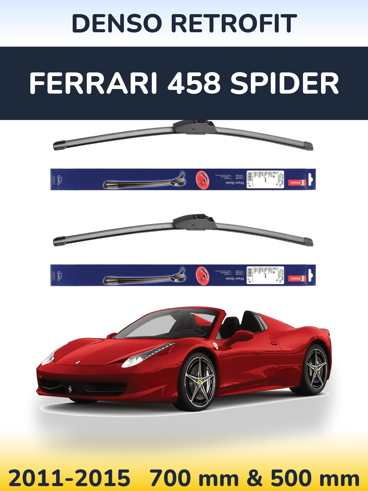 Комплект передніх щіток Denso Retrofit 700 & 500 мм для Ferrari 458 Spider 2011-2015