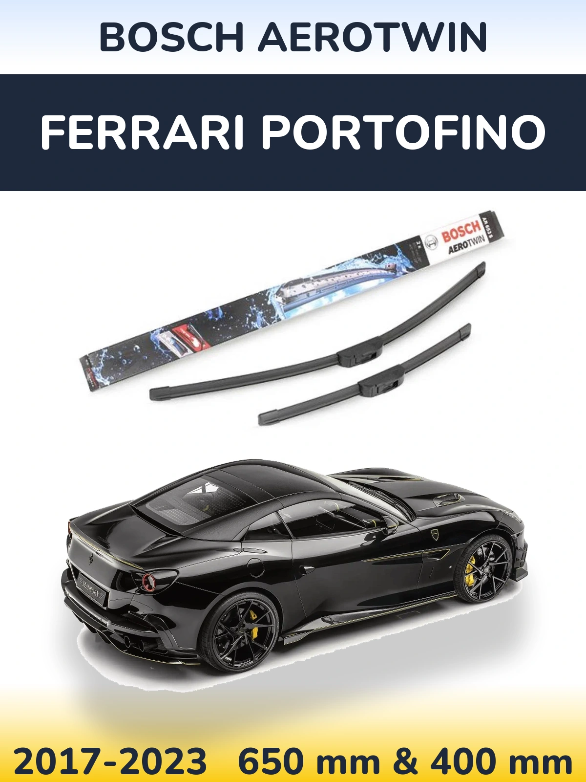 Komplet przednich wycieraczek BOSCH AeroTwin 650 & 400 mm do Ferrari Portofino 2017-2023