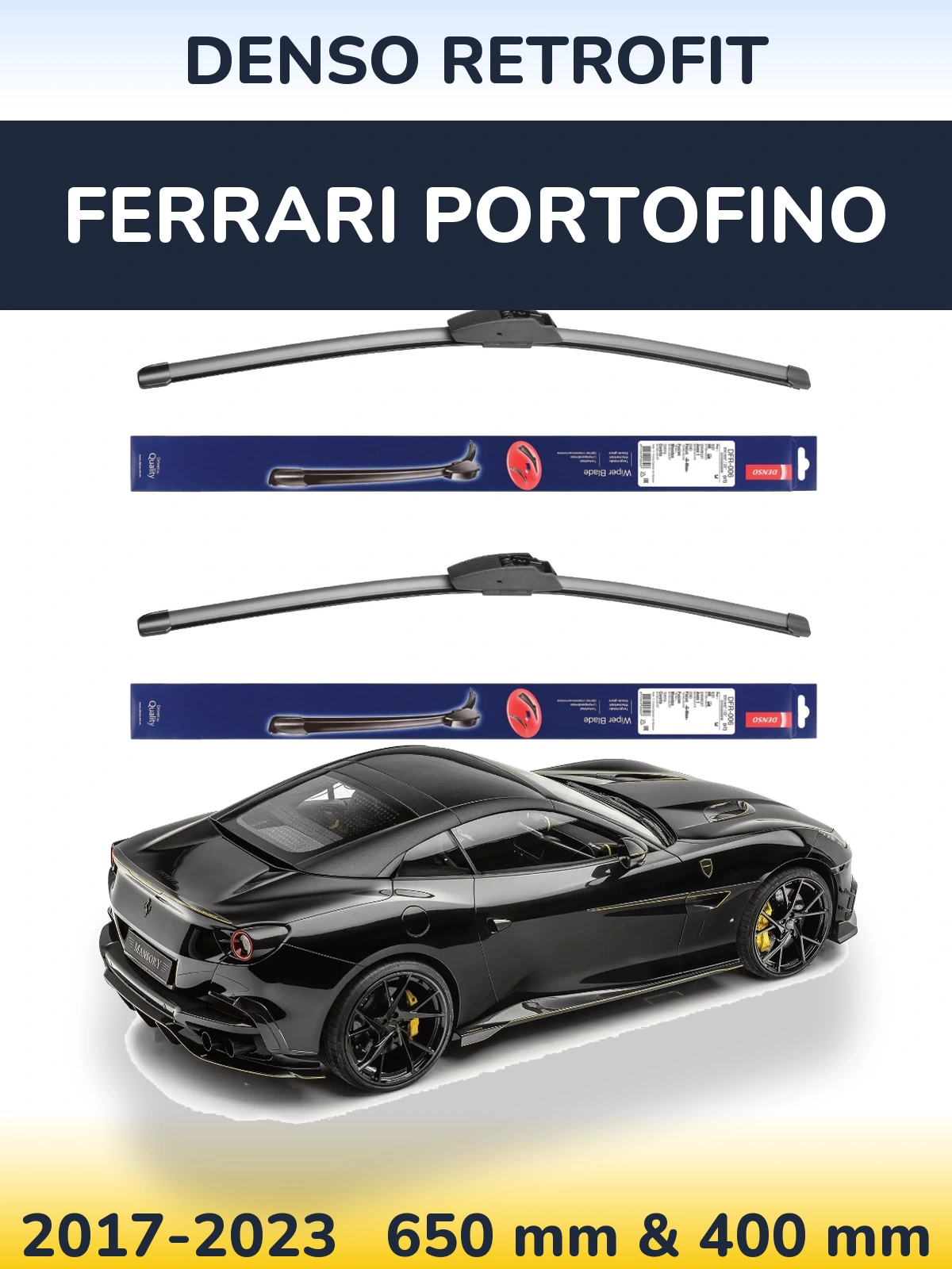 Комплект передніх щіток Denso Retrofit 650 & 400 мм для Ferrari Portofino 2017-2023