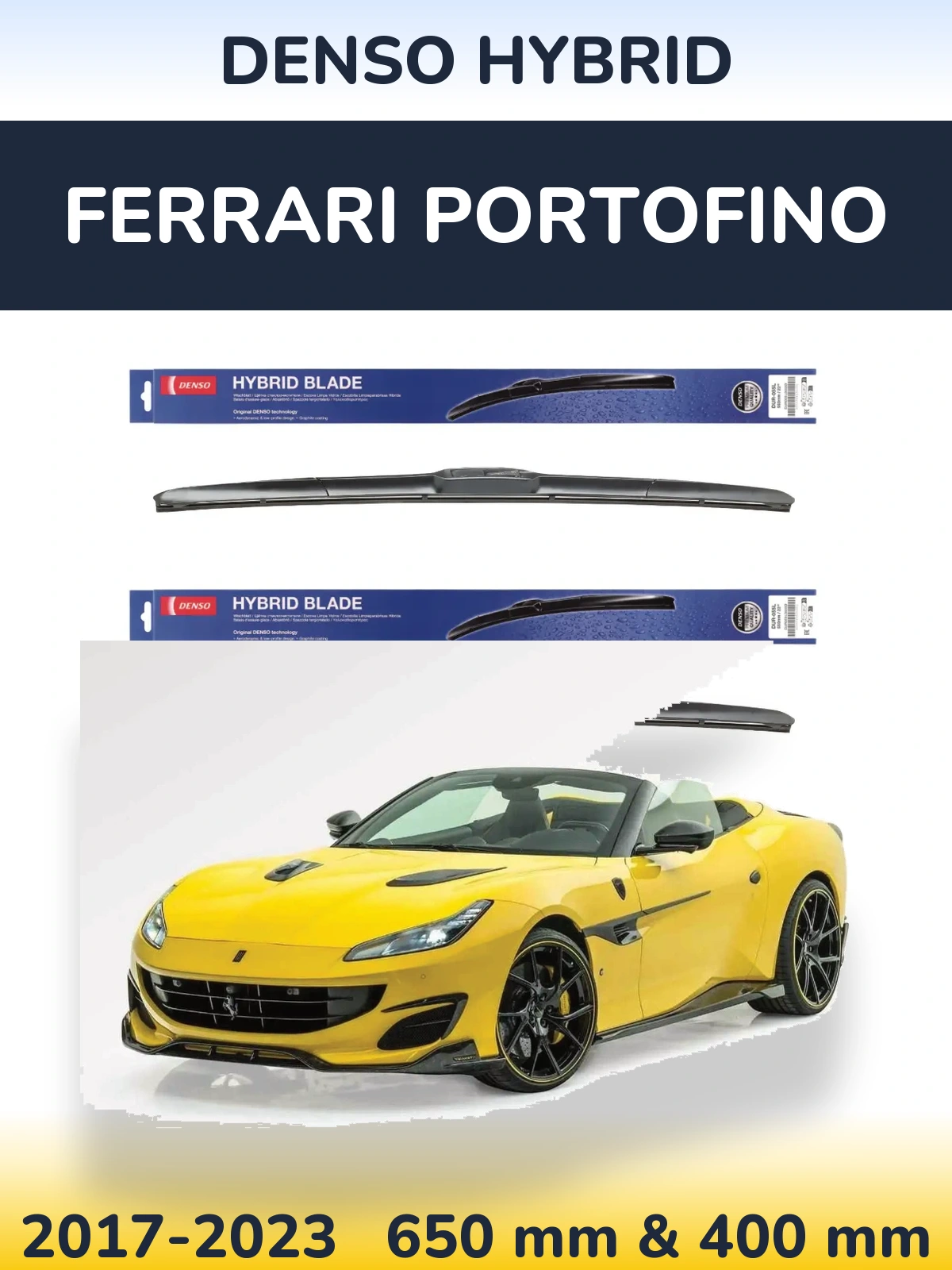 Komplet przednich wycieraczek Denso Hybrid 650 & 400 mm do Ferrari Portofino 2017-2023