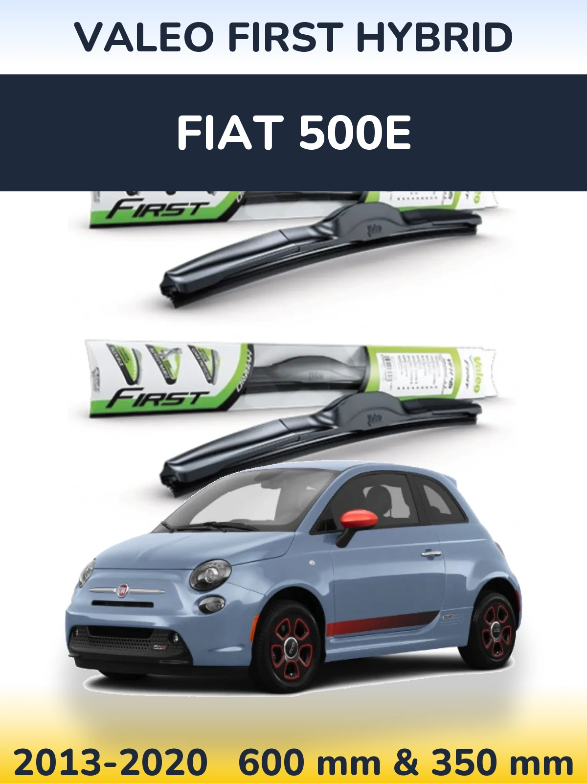 Комплект передних дворников Valeo First Hybrid 600 & 350 мм для Fiat 500e 2013-2020