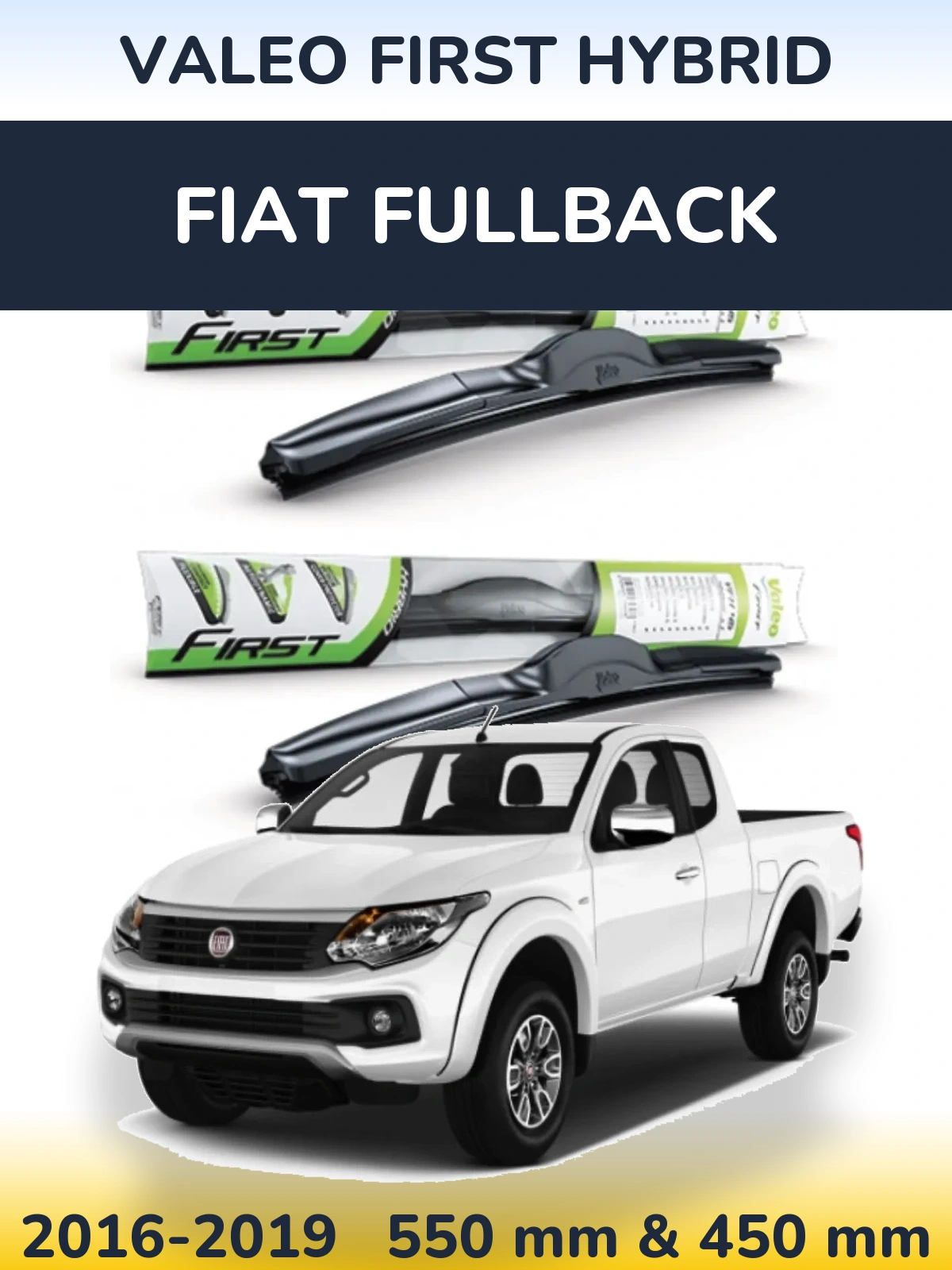 Front wiper blade set Valeo First Hybrid 550 & 450 mm for Fiat Fullback 2016-2019