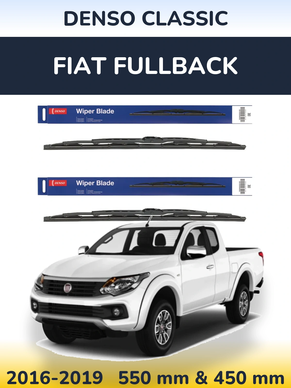 Komplet przednich wycieraczek Denso Classic 550 & 450 mm do Fiat Fullback 2016-2019