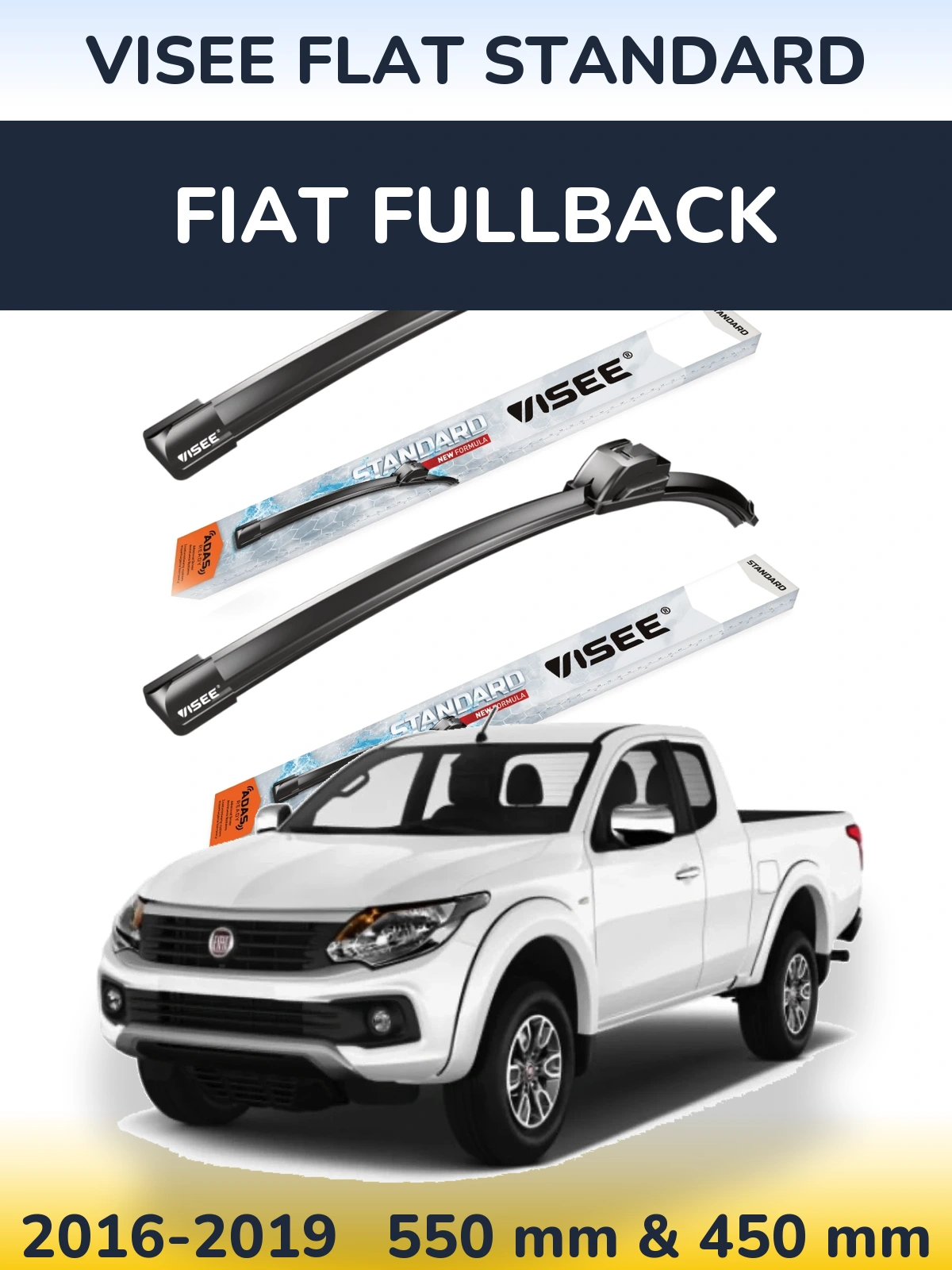 Комплект передних дворников VISEE FLAT STANDARD 550 & 450 мм для Fiat Fullback 2016-2019