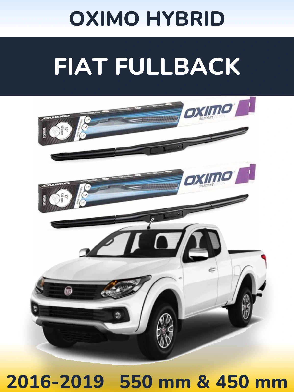 Front wiper blade set Oximo Hybrid 550 & 450 mm for Fiat Fullback 2016-2019