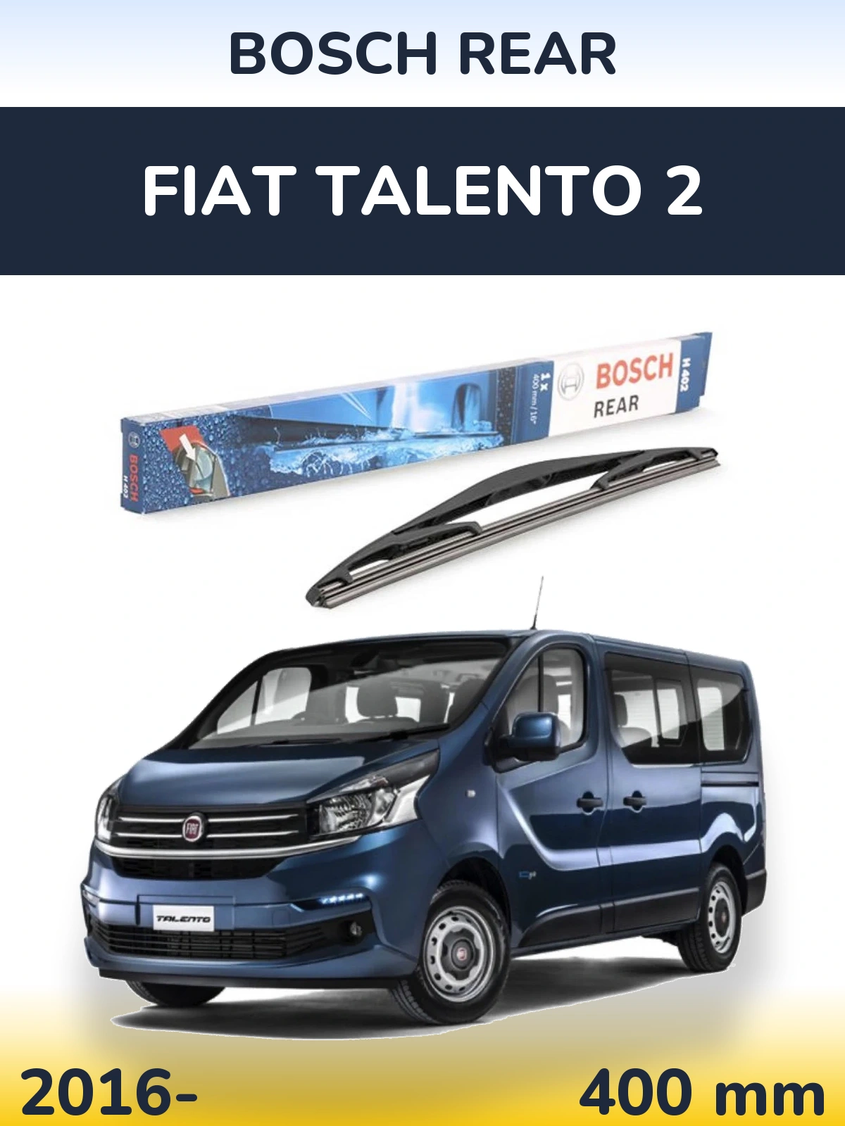 Задний дворник BOSCH Rear 400 мм для Fiat Talento 2 2016-2026