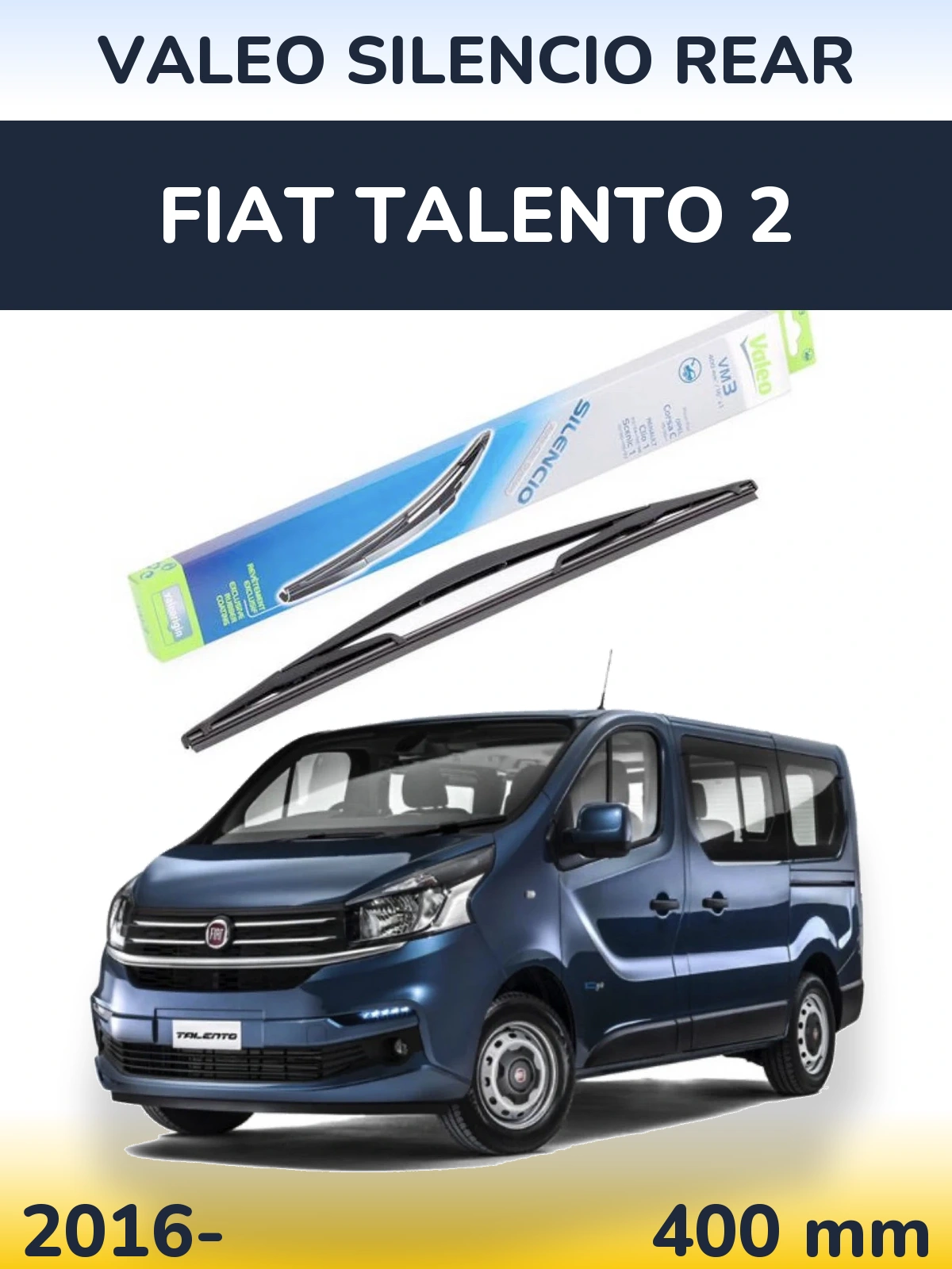 Rear wiper blade Valeo Silencio Rear 400 mm for Fiat Talento 2 2016-2026