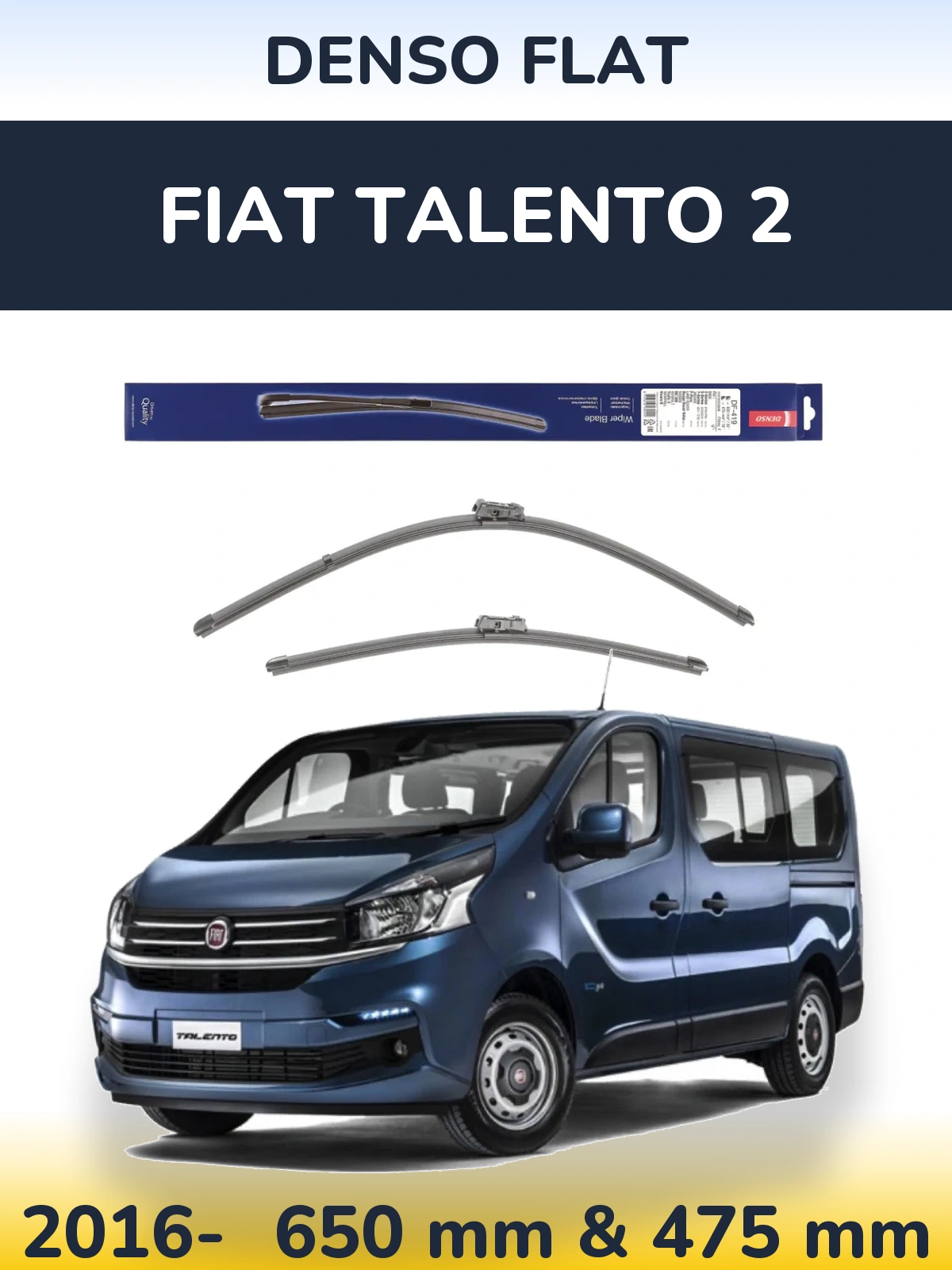 Komplet przednich wycieraczek Denso Flat 650 & 475 mm do Fiat Talento 2 2016-2026