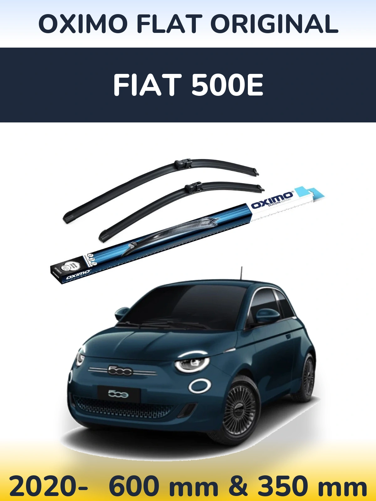Front wiper blade set Oximo Flat Original 600 & 350 мм for Fiat 500e 2020-2026
