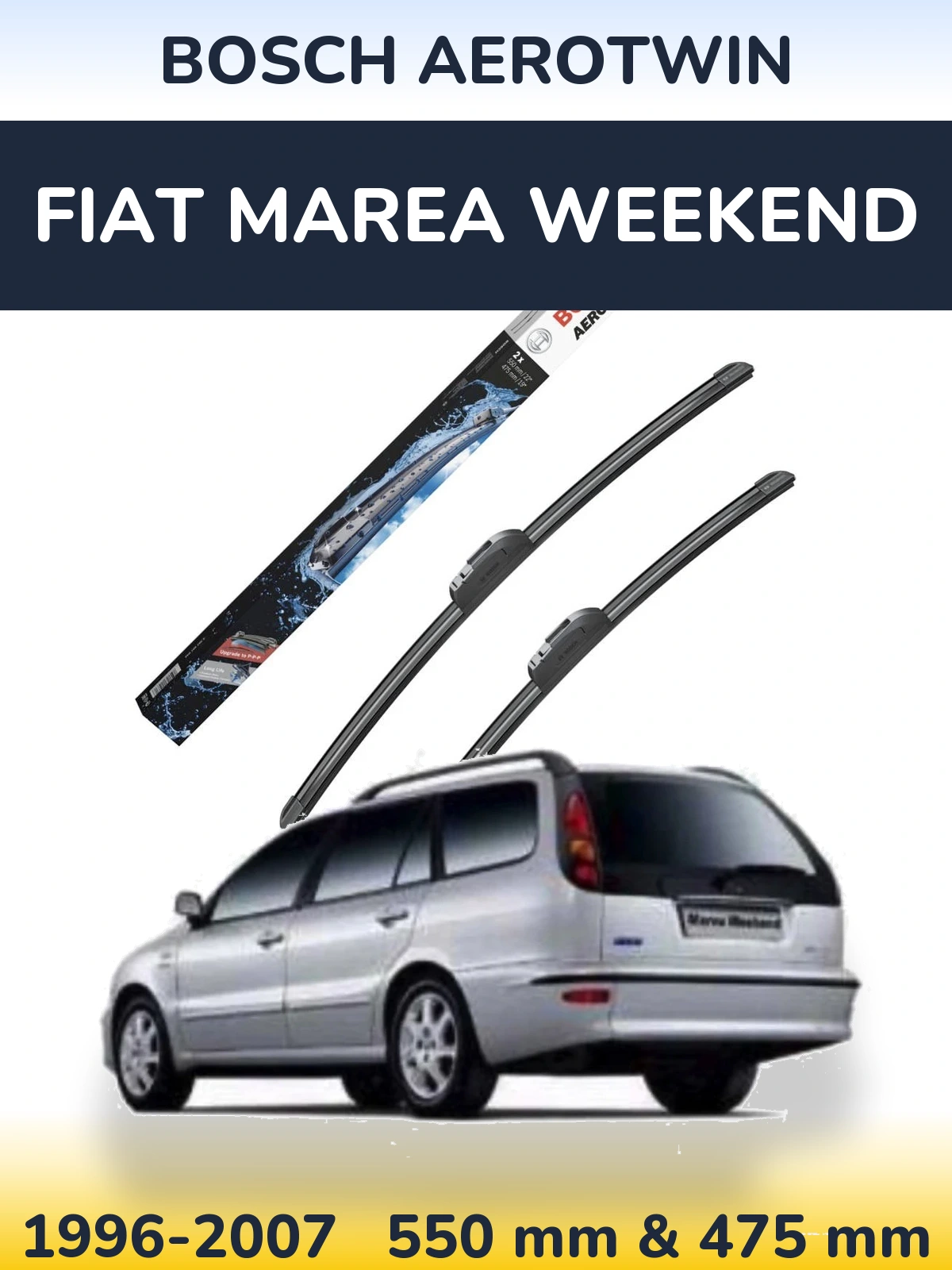 Комплект передніх щіток BOSCH AeroTwin 550 & 475 мм для Fiat Marea Weekend 1996-2007