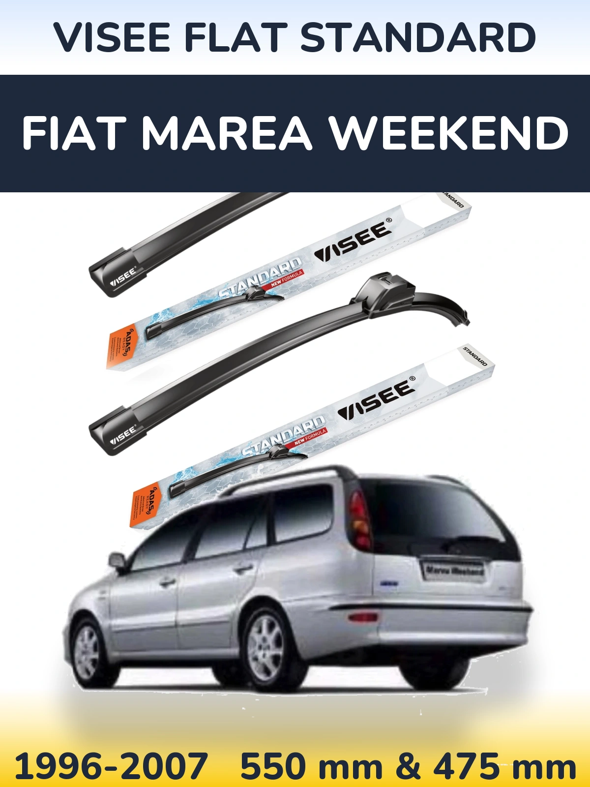 Комплект передніх щіток VISEE FLAT STANDARD 550 & 475 мм для Fiat Marea Weekend 1996-2007