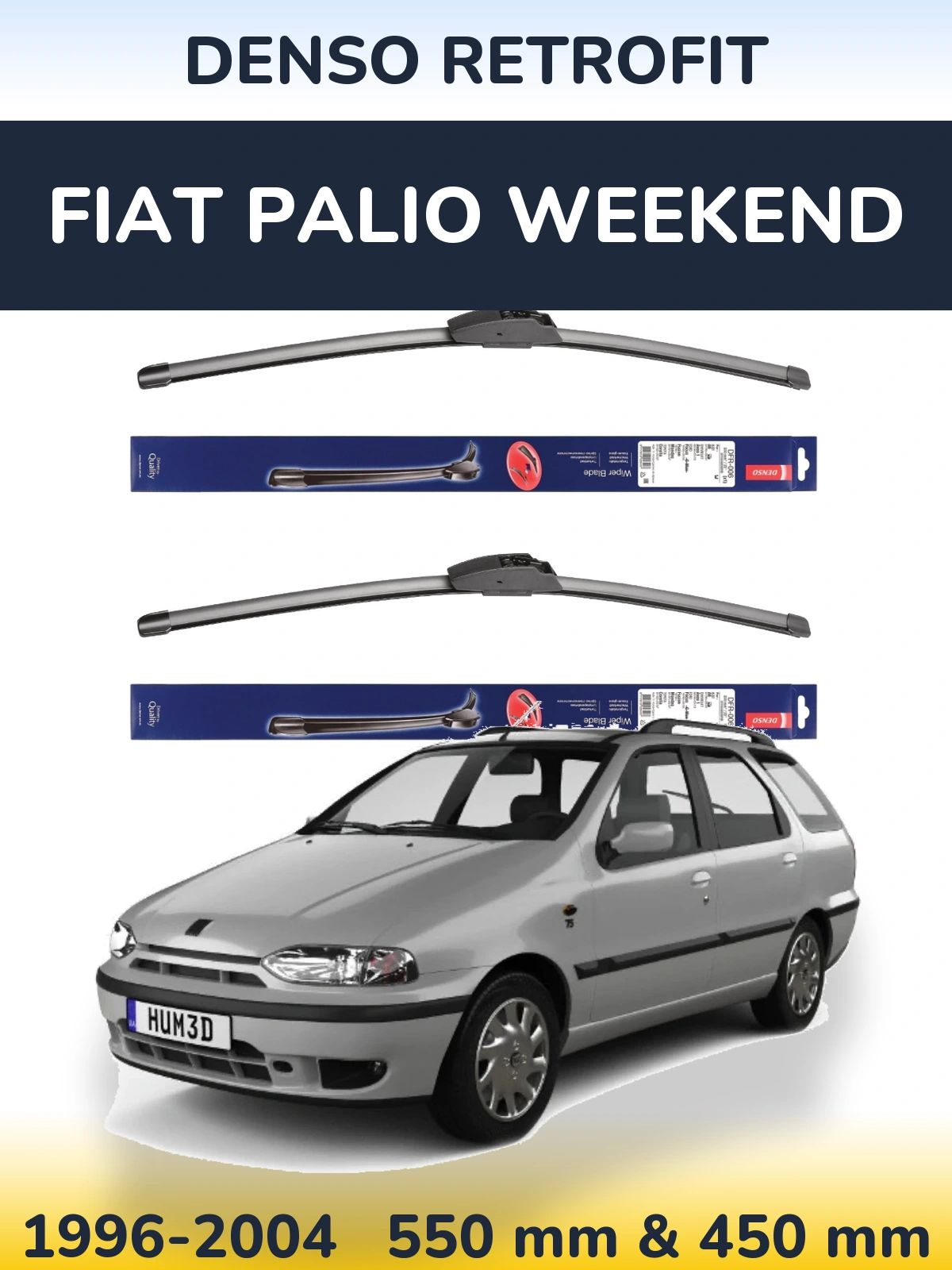 Front wiper blade set Denso Retrofit 550 & 450 мм for Fiat Palio Weekend 1996-2004