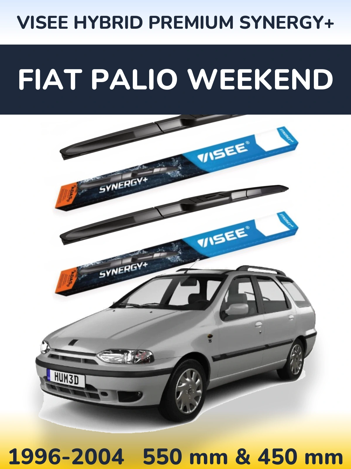 Komplet przednich wycieraczek VISEE HYBRID PREMIUM SYNERGY+ 550 & 450 mm do Fiat Palio Weekend 1996-2004
