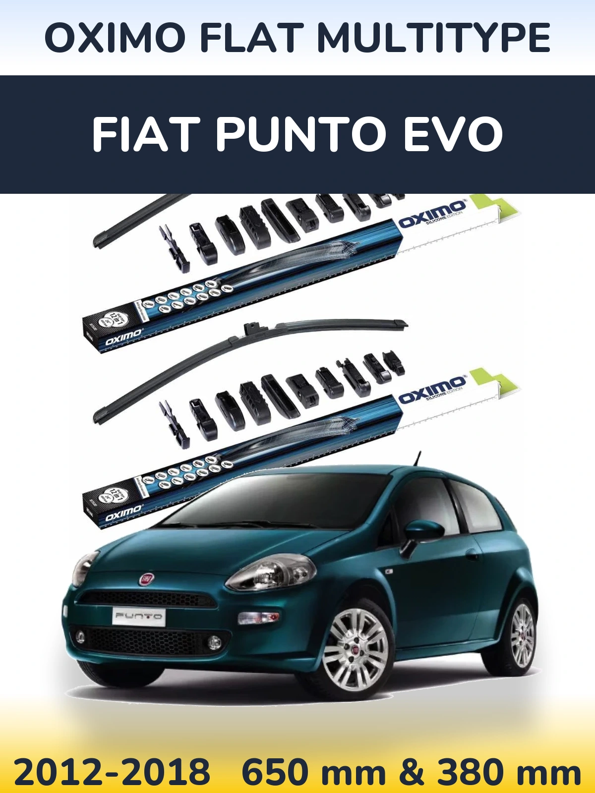 Komplet przednich wycieraczek Oximo Flat MultiType 650 & 380 mm do Fiat Punto Evo 2012-2018