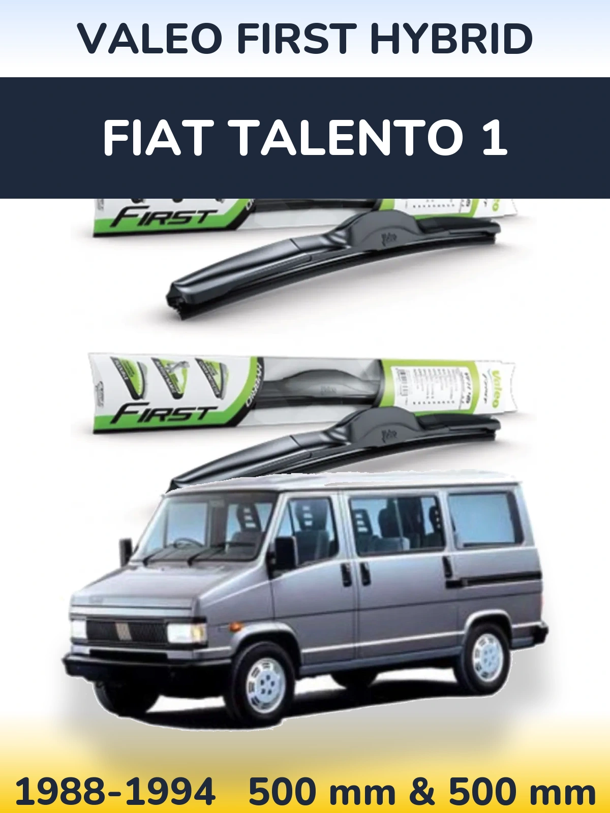 Front wiper blade set Valeo First Hybrid 500 & 500 мм for Fiat Talento 1 1988-1994