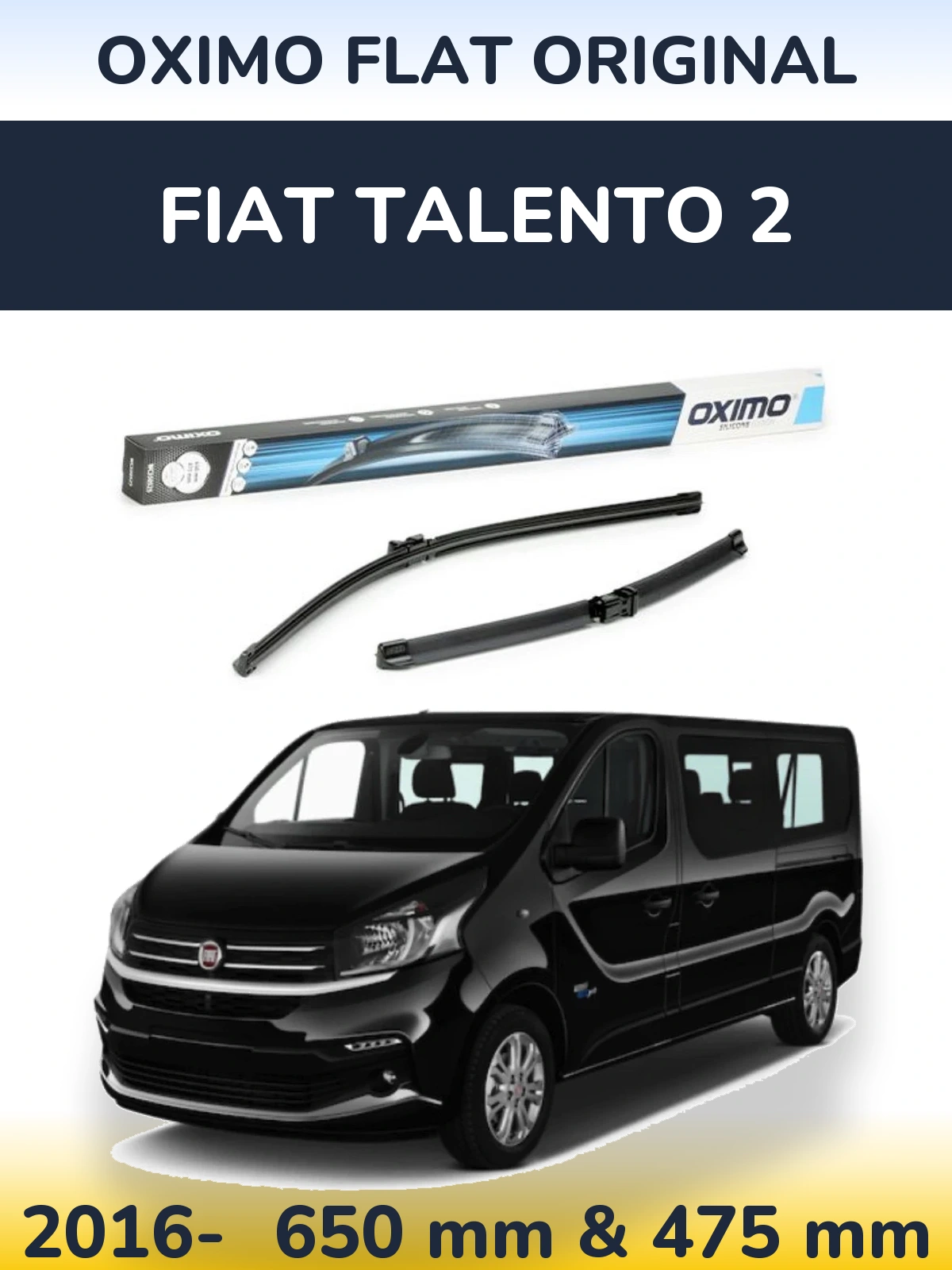 Front wiper blade set Oximo Flat Original 650 & 475 мм for Fiat Talento 2 2016-2026