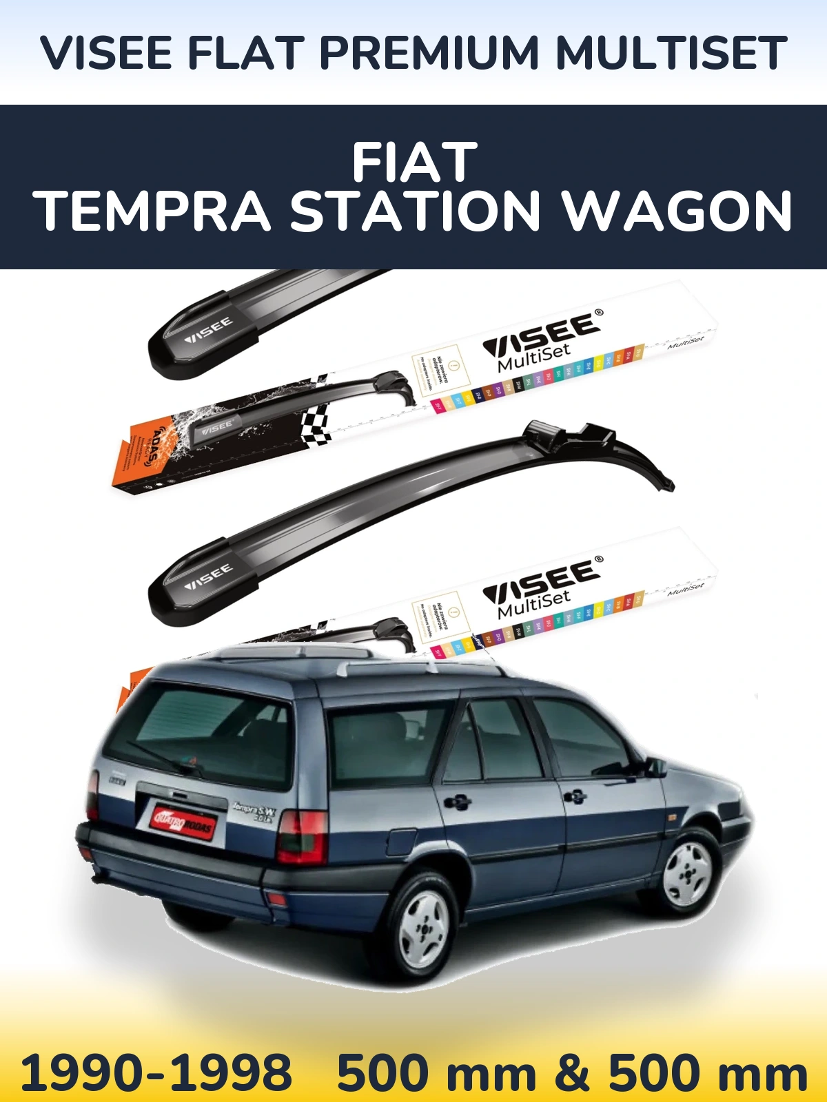 Комплект передніх щіток VISEE FLAT PREMIUM MultiSet 500 & 500 мм для Fiat Tempra Station Wagon 1990-1998