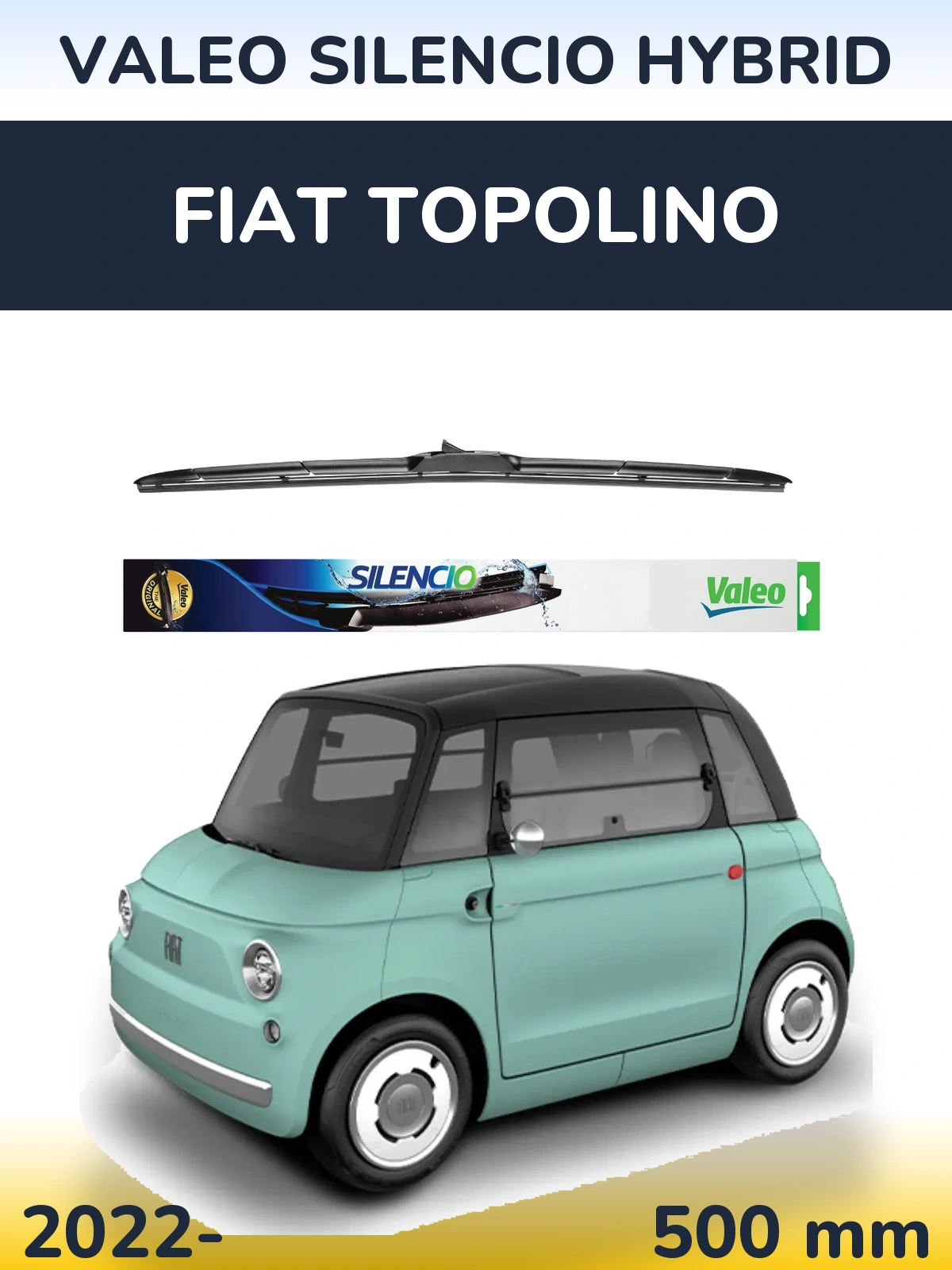 Przednia wycieraczka Valeo Silencio Hybrid 500 mm do Fiat Topolino 2022-2026