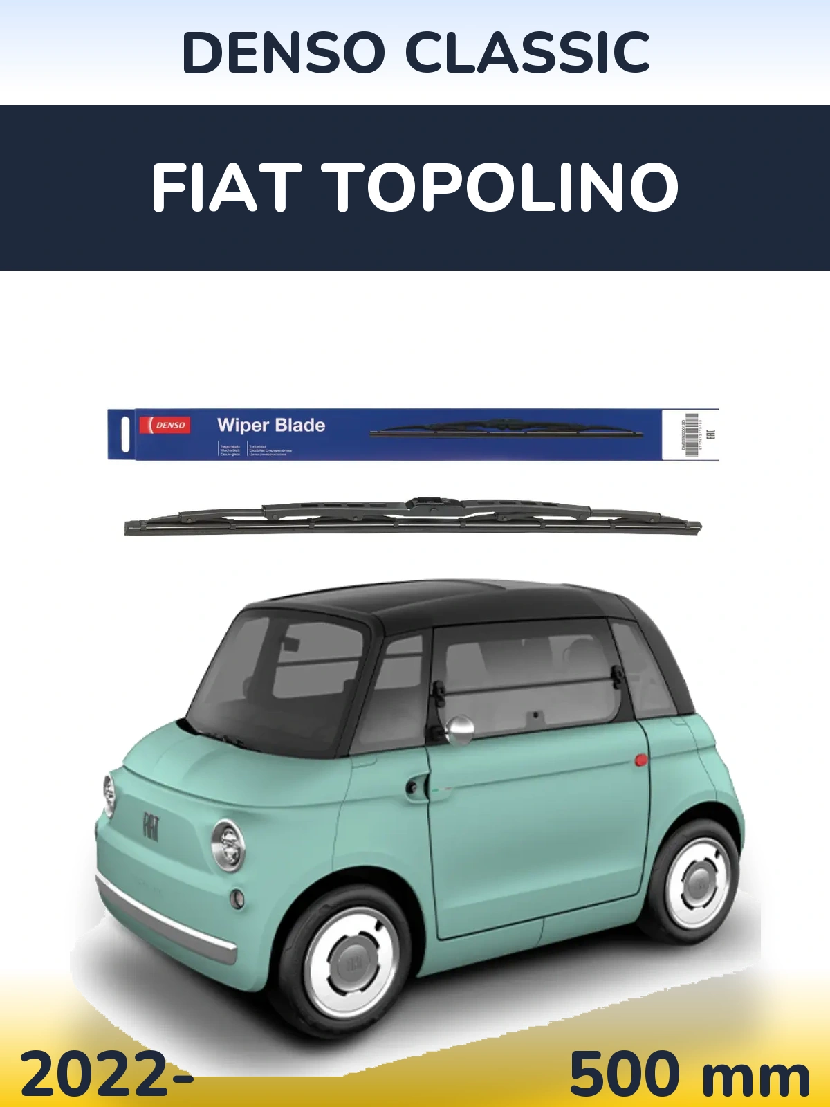 Front wiper blade Denso Classic 500 mm for Fiat Topolino 2022-2026