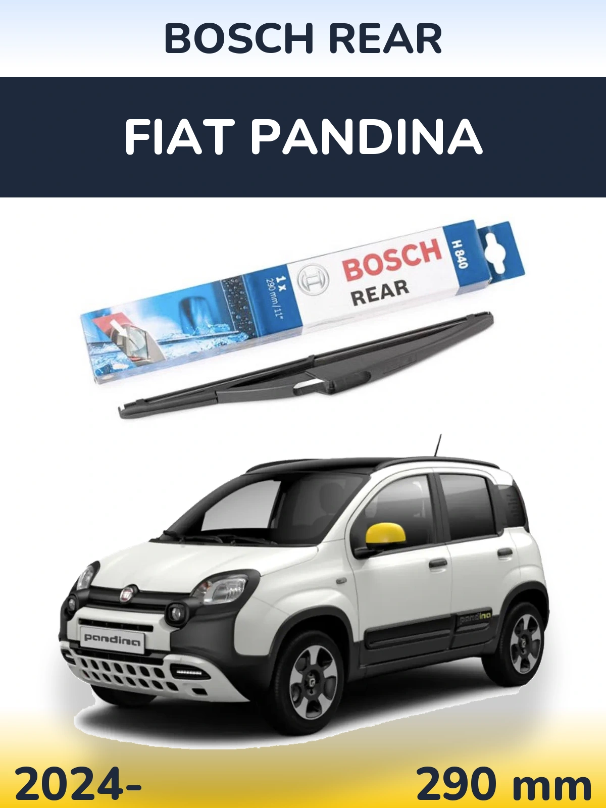 Задний дворник BOSCH Rear 290 мм для Fiat Pandina 2024-2026