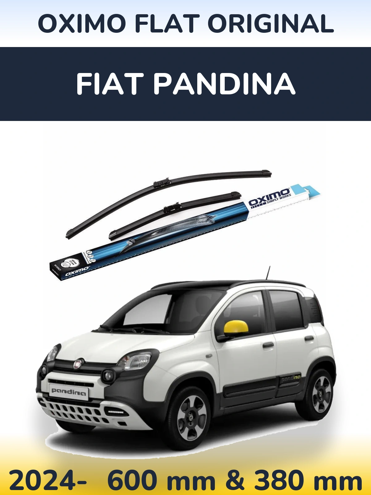 Front wiper blade set Oximo Flat Original 600 & 380 мм for Fiat Pandina 2024-2026