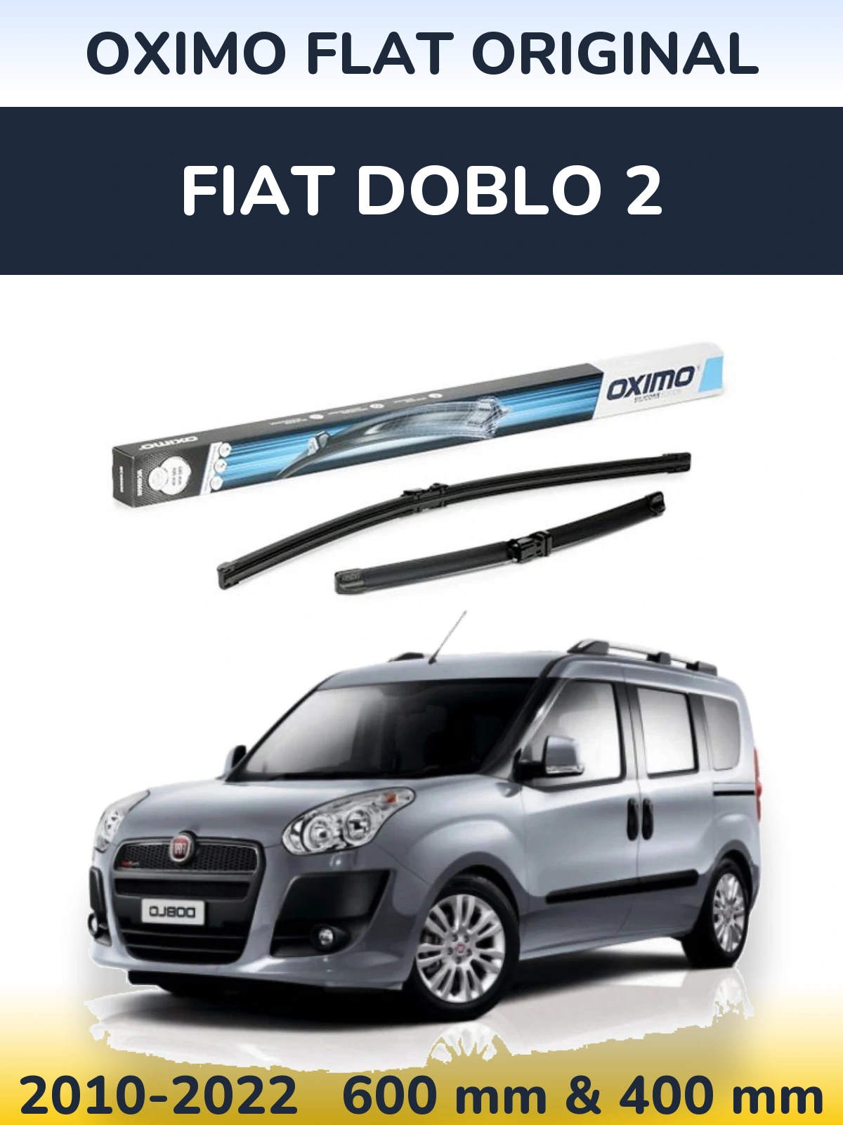 Front wiper blade set Oximo Flat Original 600 & 400 мм for Fiat Doblo 2 2010-2022