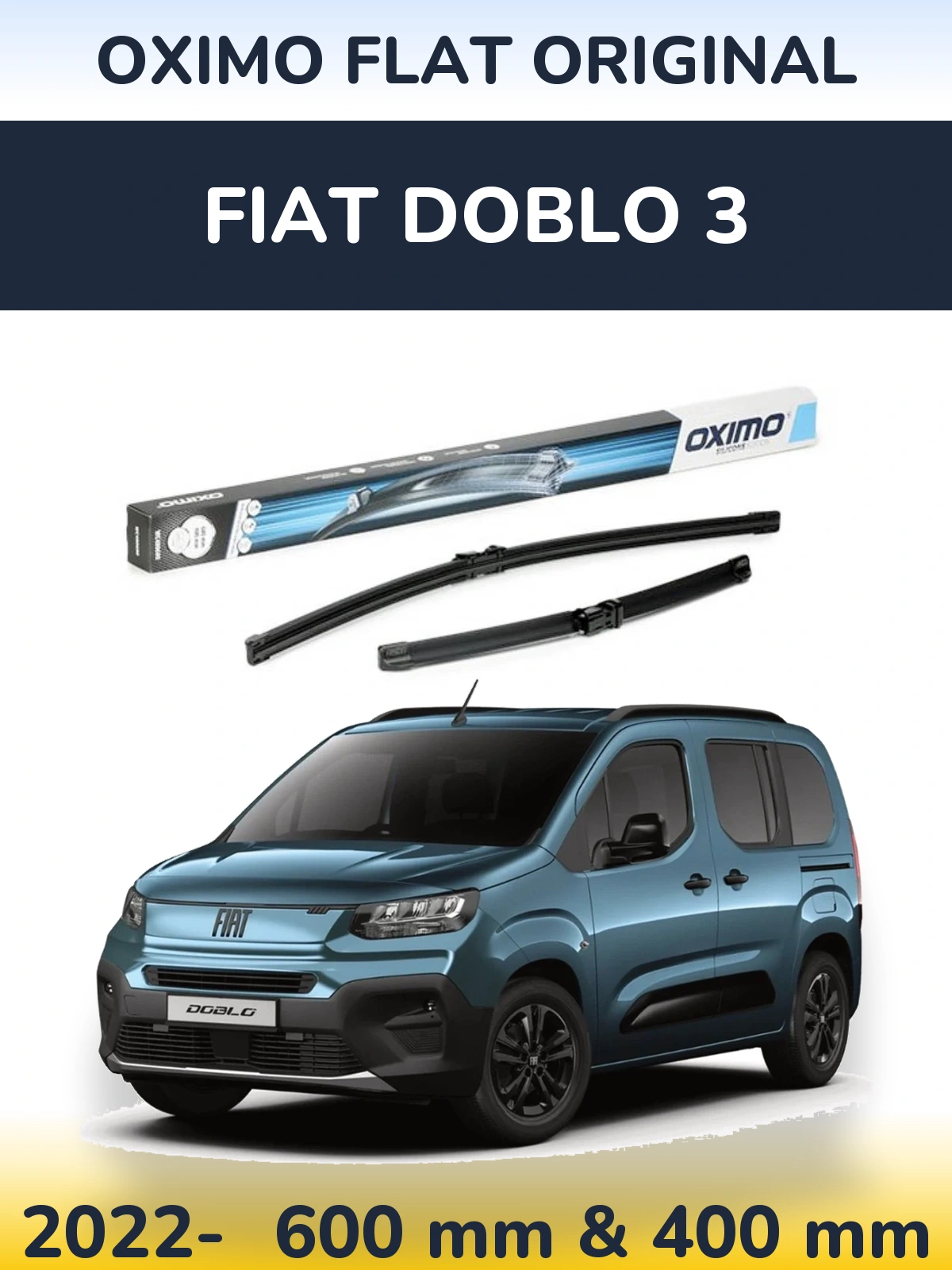 Комплект передніх щіток Oximo Flat Original 600 & 400 мм для Fiat Doblo 3 2022-2026