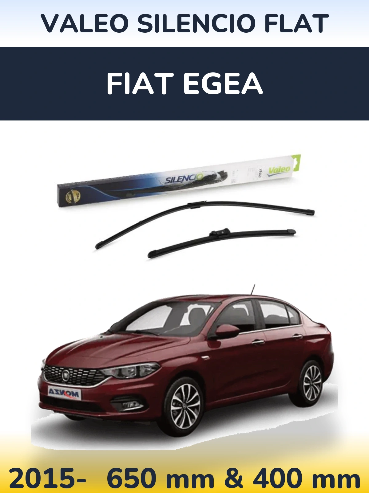 Комплект передних дворников Valeo Silencio Flat 650 & 400 мм для Fiat Egea 2015-2026