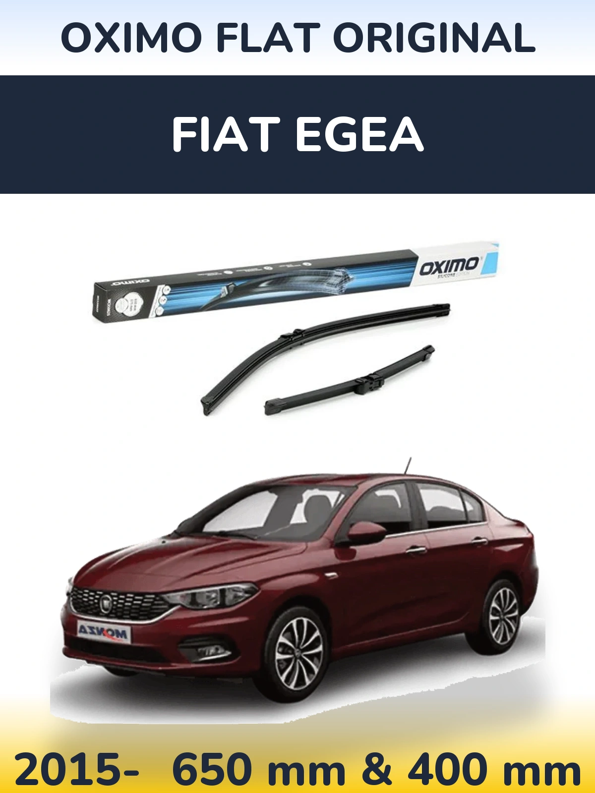 Комплект передніх щіток Oximo Flat Original 650 & 375 мм для Fiat Egea 2015-2026