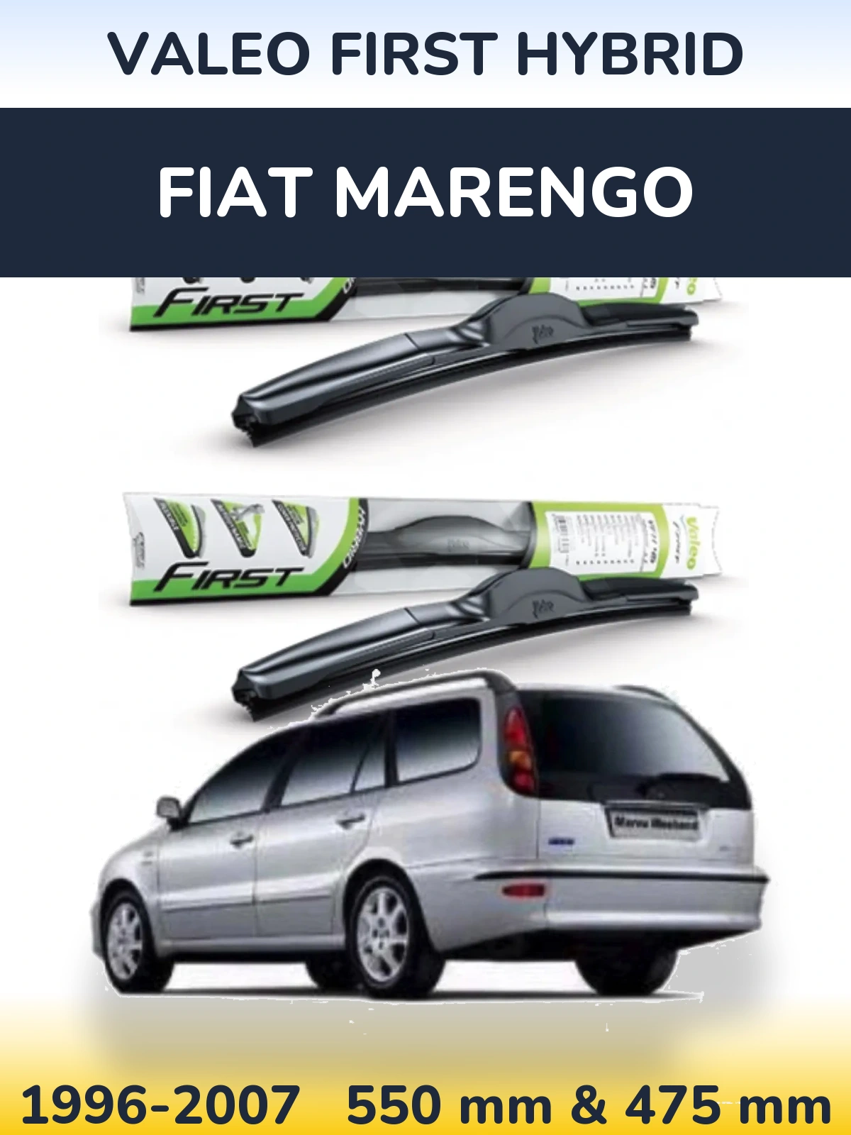 Front wiper blade set Valeo First Hybrid 550 & 475 мм for Fiat Marengo 1996-2007