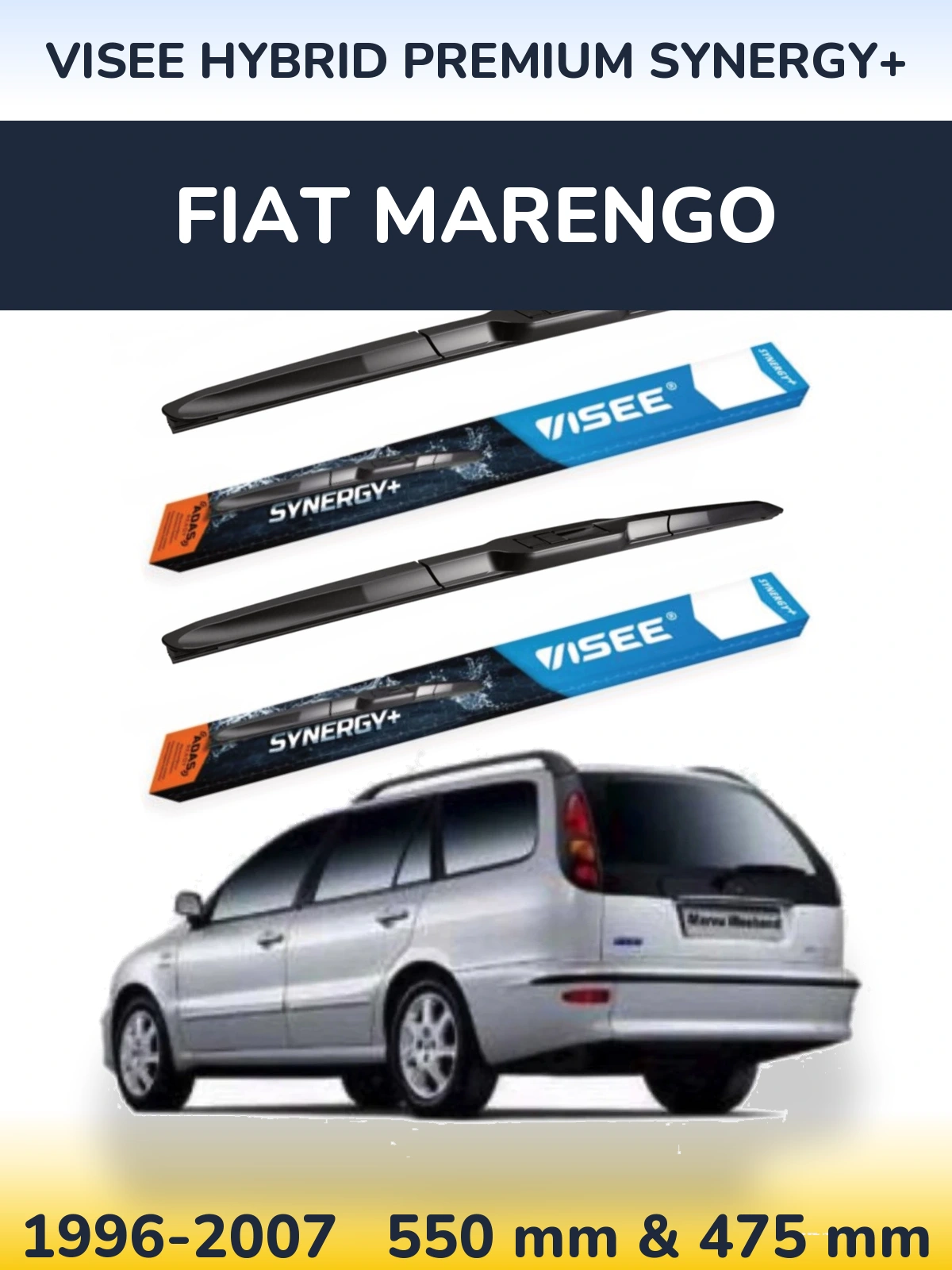 Front wiper blade set VISEE HYBRID PREMIUM SYNERGY+ 550 & 475 мм for Fiat Marengo 1996-2007