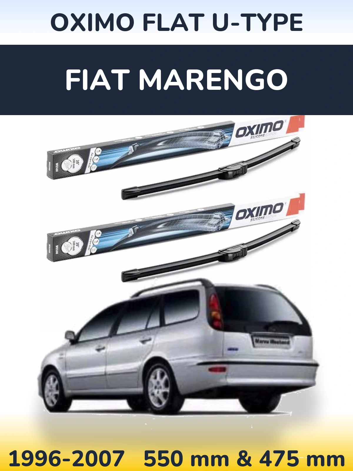 Front wiper blade set Oximo Flat U-type 550 & 475 мм for Fiat Marengo 1996-2007