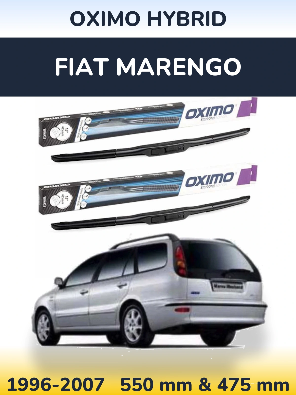 Front wiper blade set Oximo Hybrid 550 & 475 мм for Fiat Marengo 1996-2007