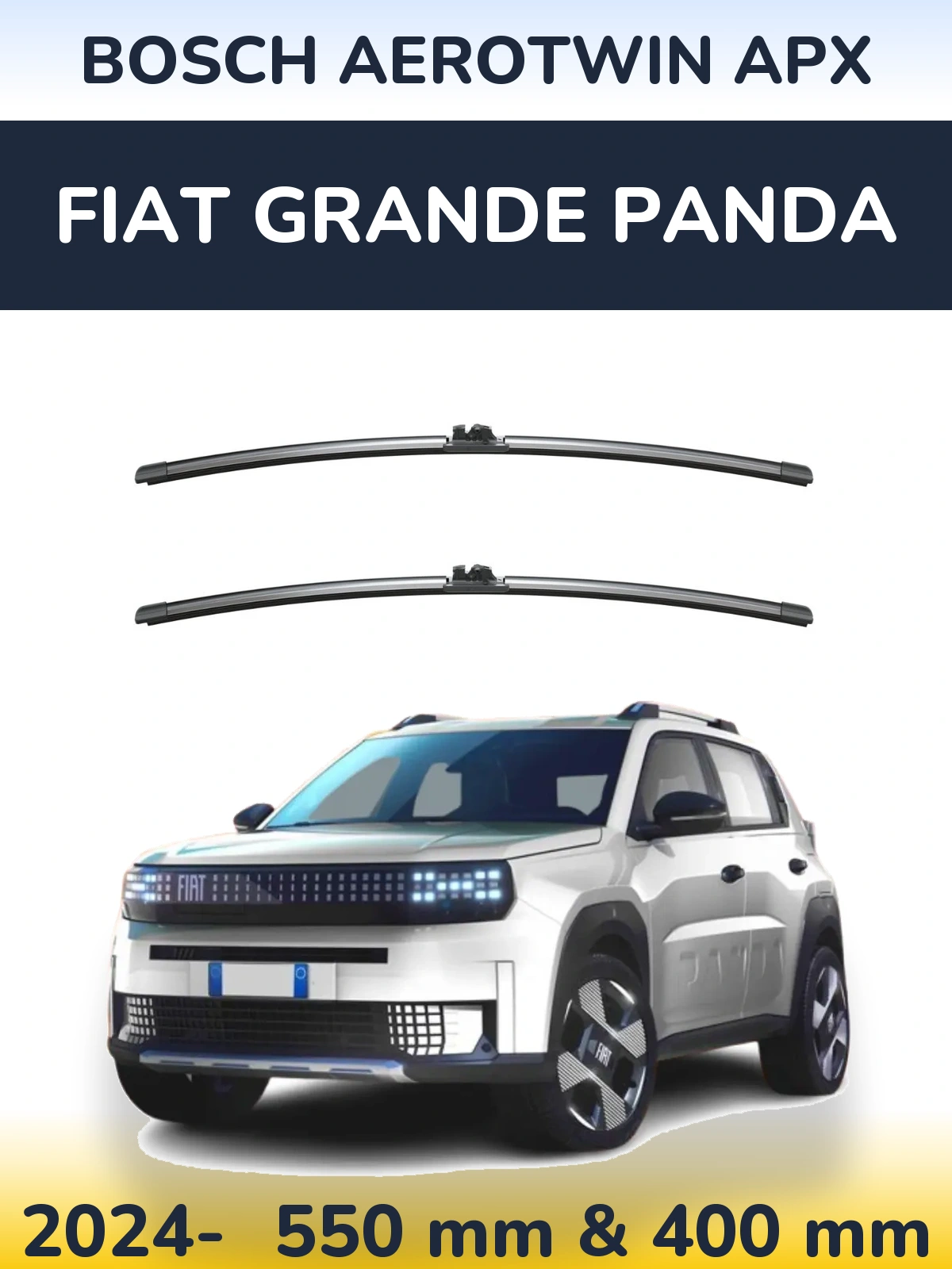 Front wiper blade set BOSCH AeroTwin APX 550 & 400 мм for Fiat Grande Panda 2024-2026