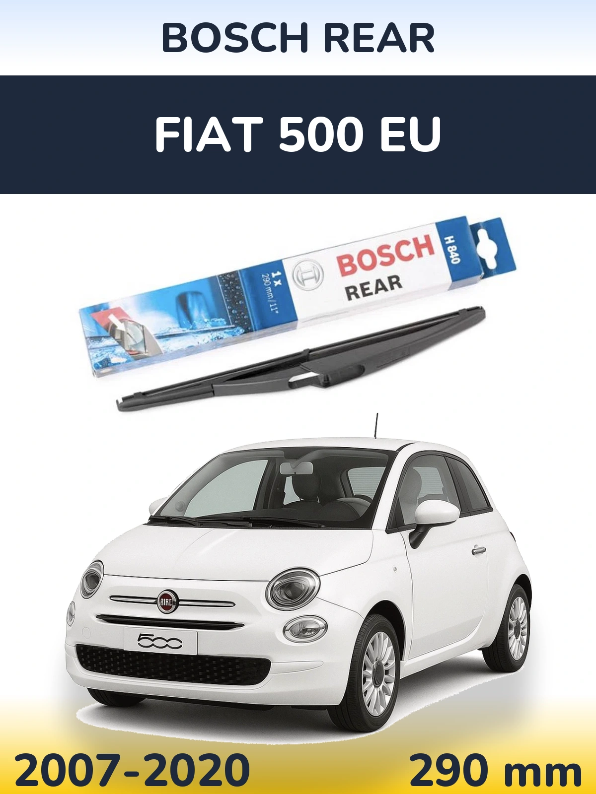 Задний дворник BOSCH Rear 290 мм для Fiat 500 EU 2007-2020