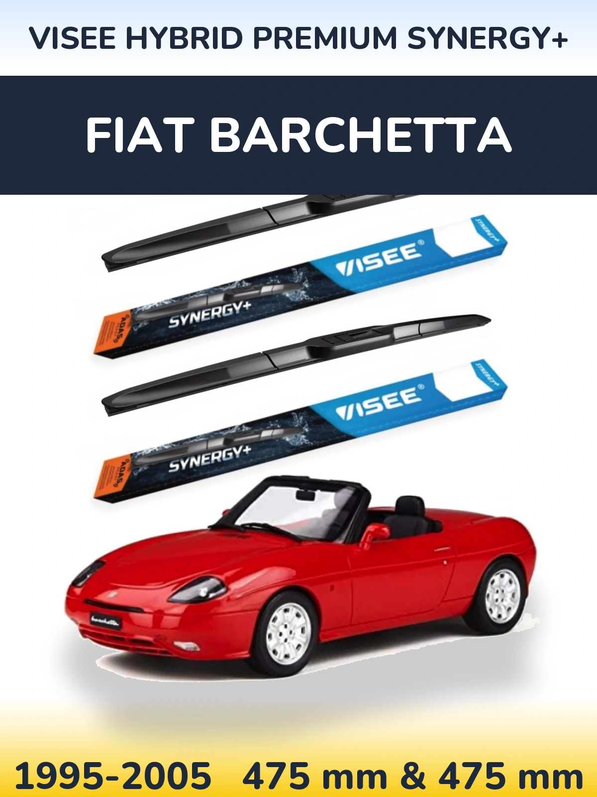 Комплект передних дворников VISEE HYBRID PREMIUM SYNERGY+ 475 & 475 мм для Fiat Barchetta 1995-2005