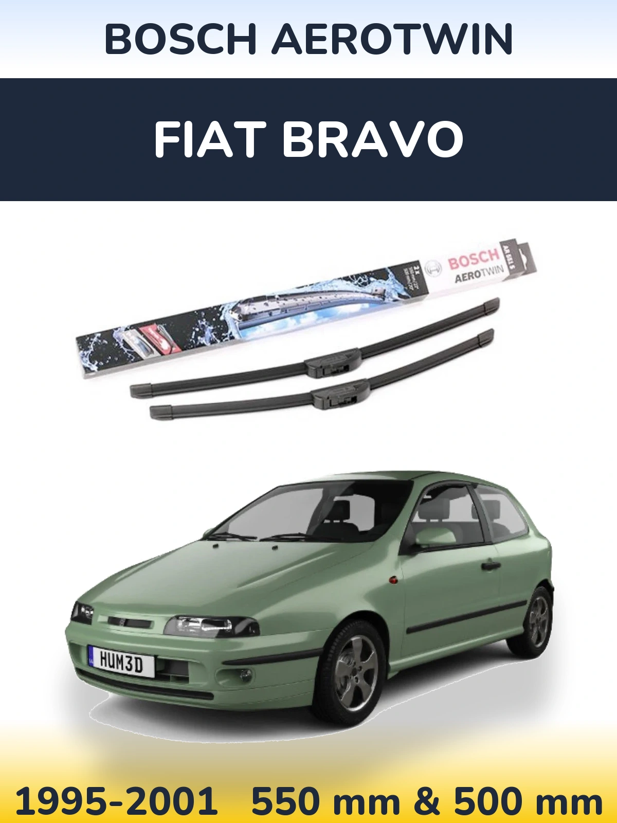 Front wiper blade set BOSCH AeroTwin 550 & 500 мм for Fiat Bravo 1995-2001