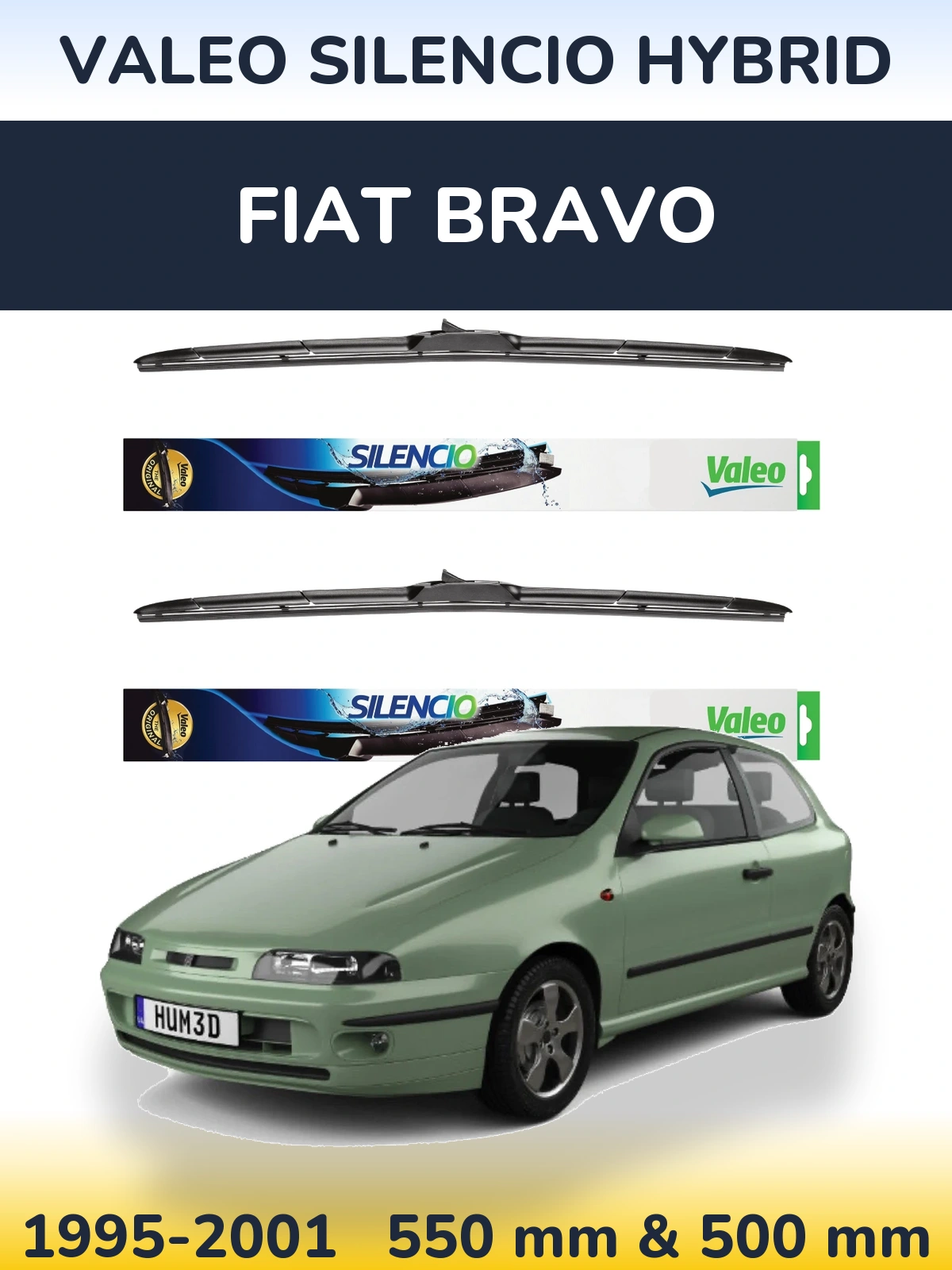 Комплект передніх щіток Valeo Silencio Hybrid 550 & 500 мм для Fiat Bravo 1995-2001