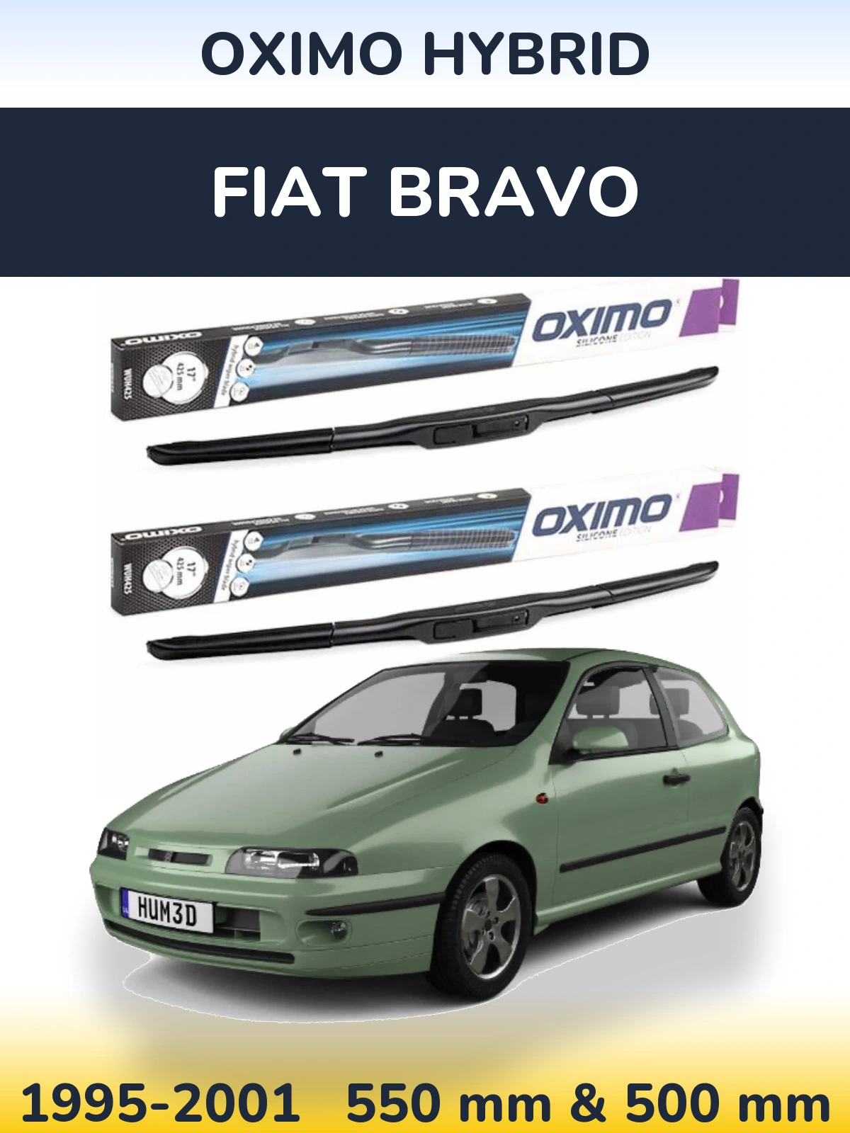 Front wiper blade set Oximo Hybrid 550 & 500 мм for Fiat Bravo 1995-2001