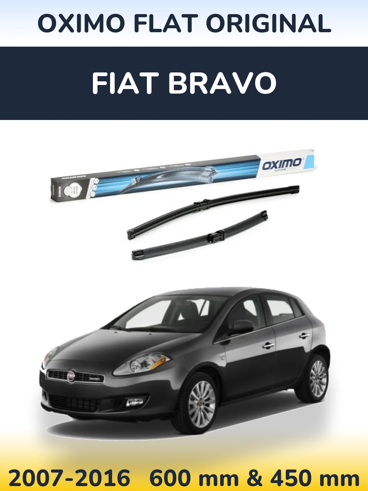 Комплект передних дворников Oximo Flat Original 600 & 450 мм для Fiat Bravo 2007-2016