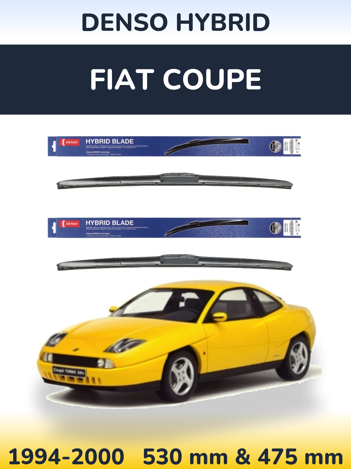 Комплект передних дворников Denso Hybrid 530 & 475 мм для Fiat Coupe 1994-2000