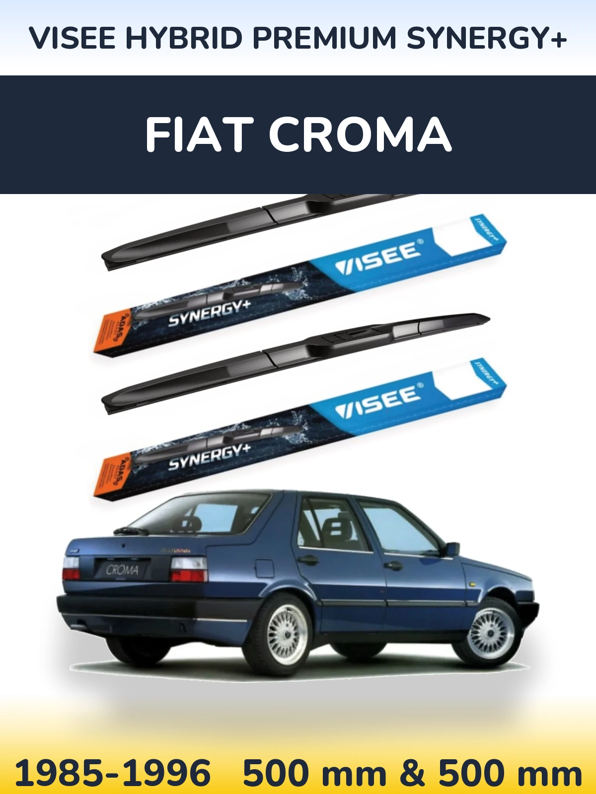 Komplet przednich wycieraczek VISEE HYBRID PREMIUM SYNERGY+ 500 & 500 mm do Fiat Croma 1985-1996