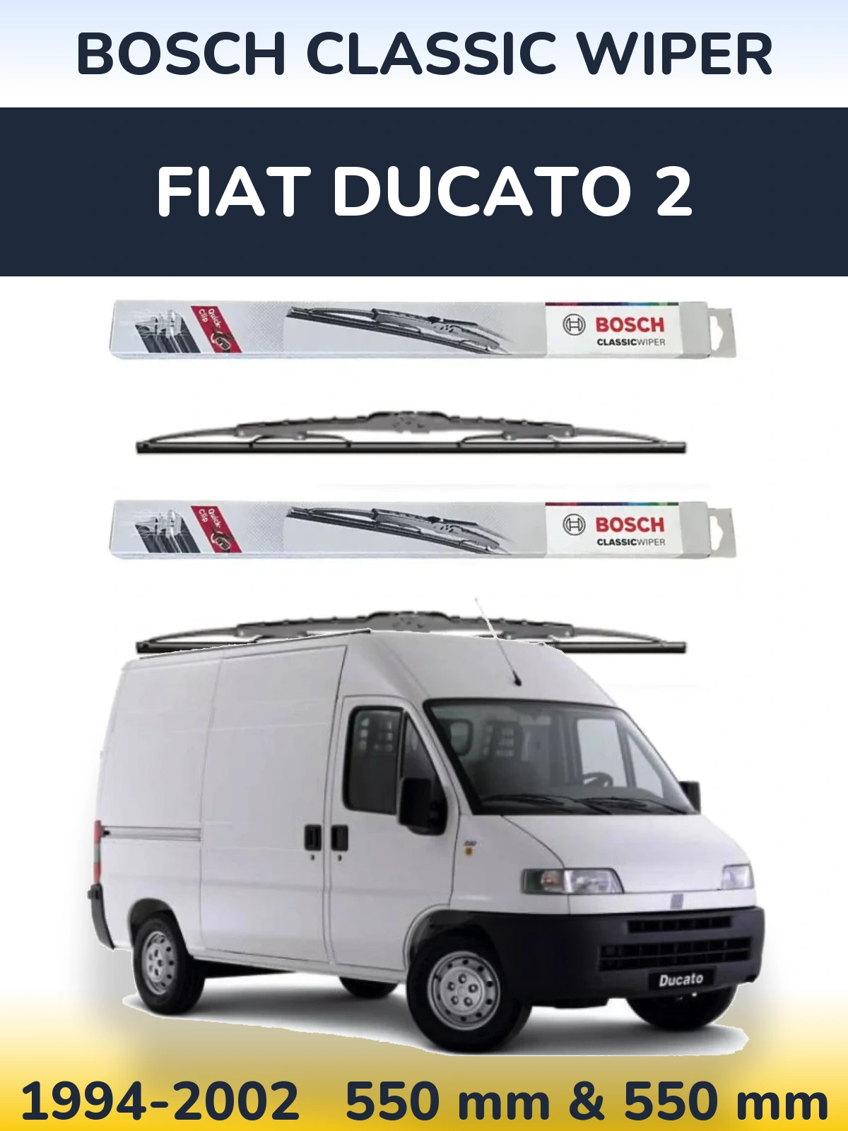 Комплект передніх щіток BOSCH Classic Wiper 550 & 550 мм для Fiat Ducato 2 1994-2002