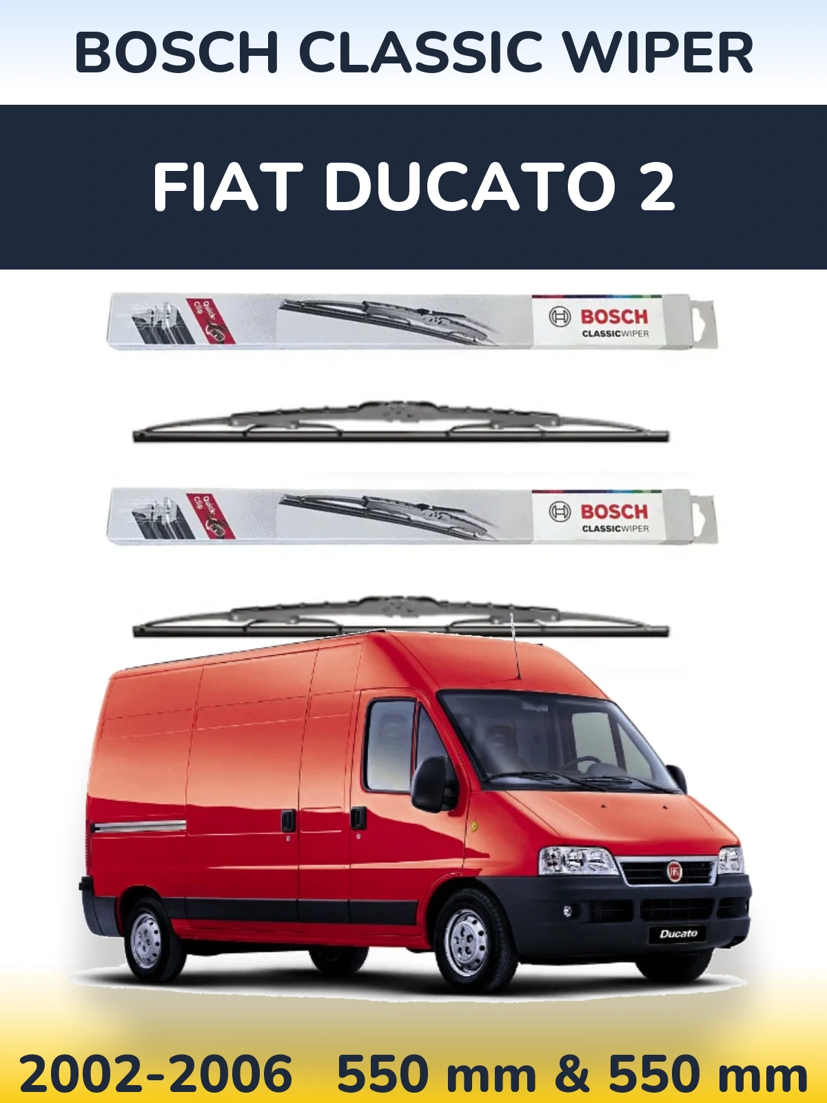 Комплект передних дворников BOSCH Classic Wiper 550 & 550 мм для Fiat Ducato 2 2002-2006