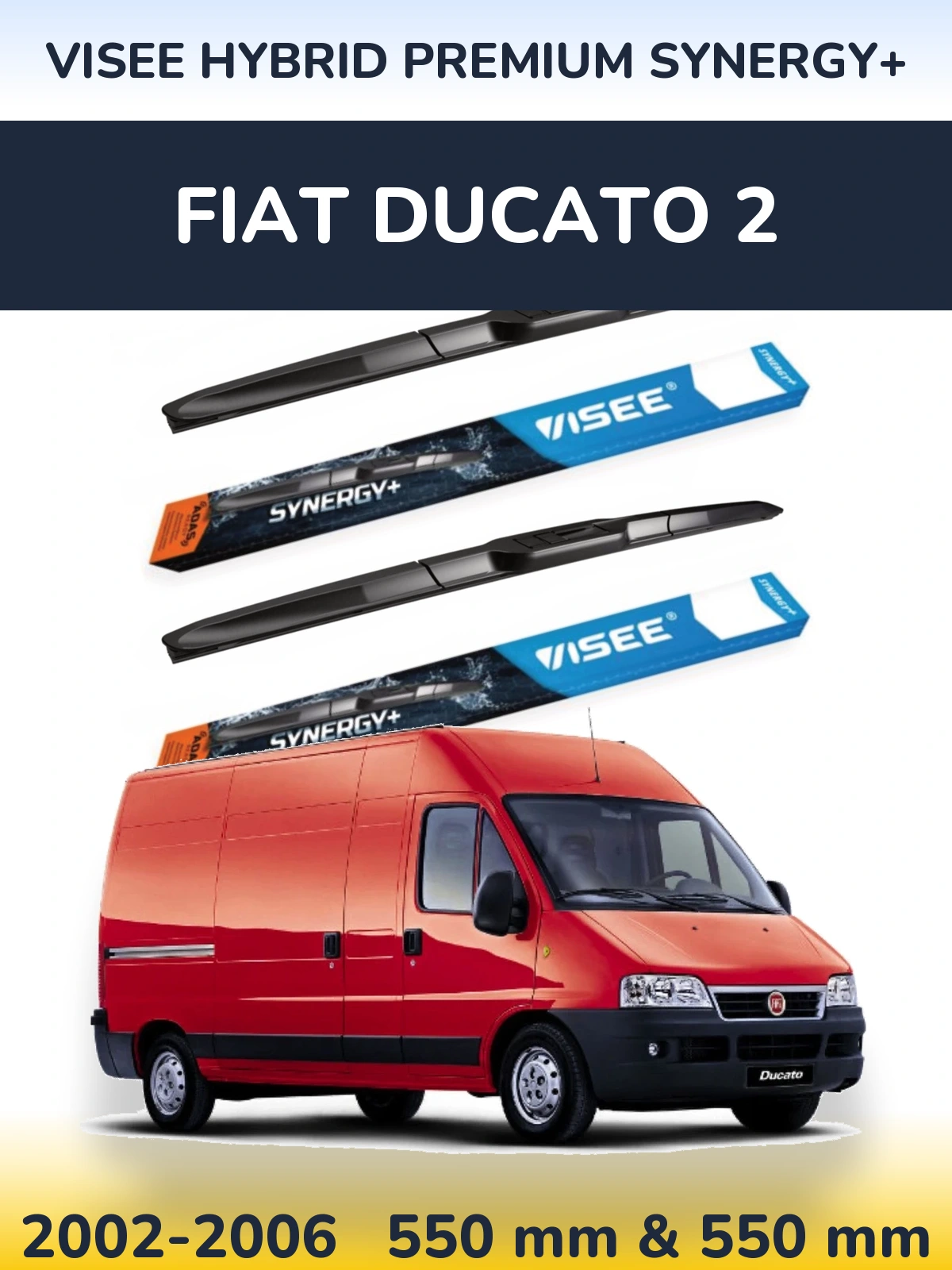 Front wiper blade set VISEE HYBRID PREMIUM SYNERGY+ 550 & 550 мм for Fiat Ducato 2 2002-2006
