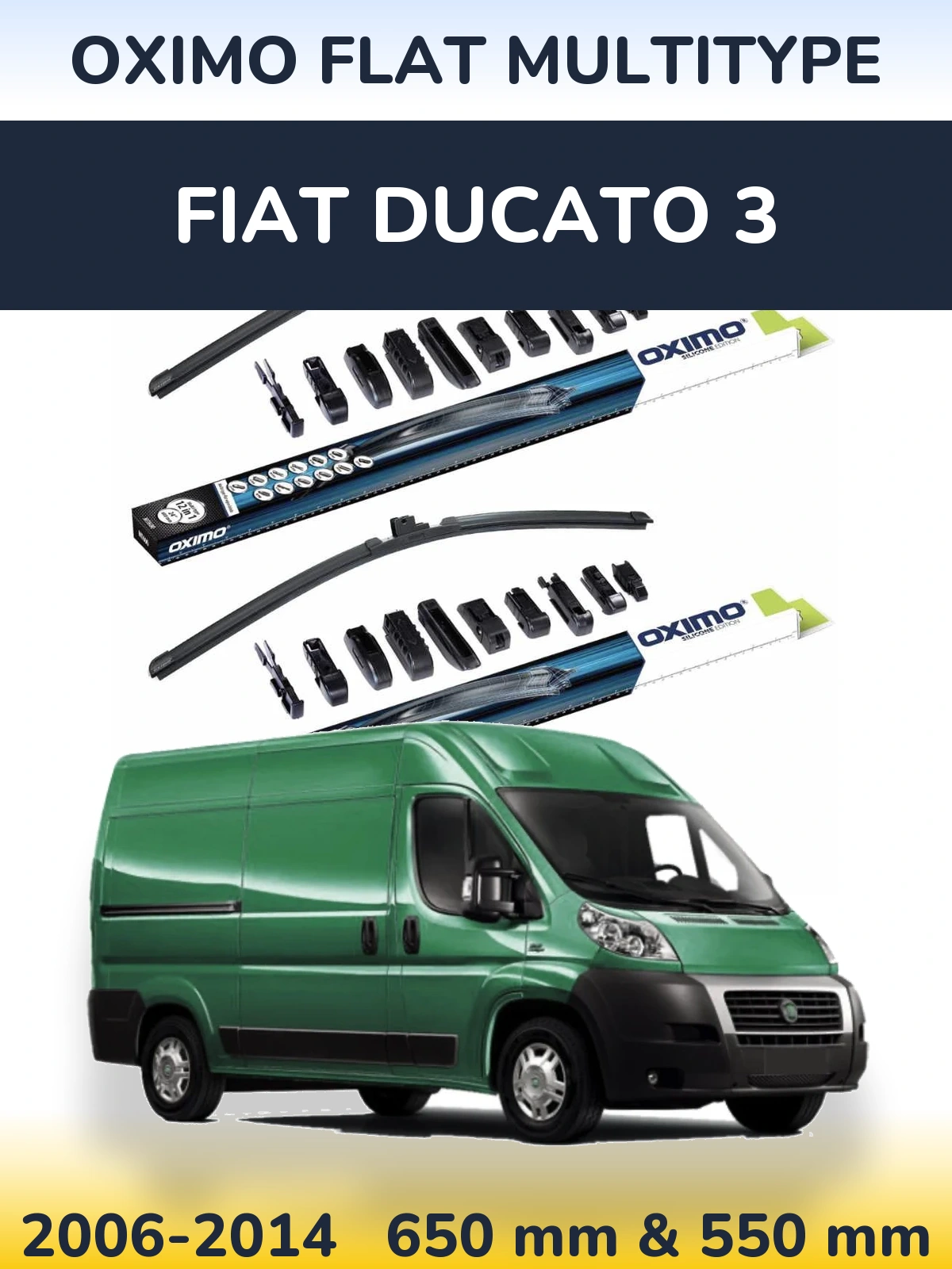 Комплект передніх щіток Oximo Flat MultiТипe 650 & 550 мм для Fiat Ducato 3 2006-2014