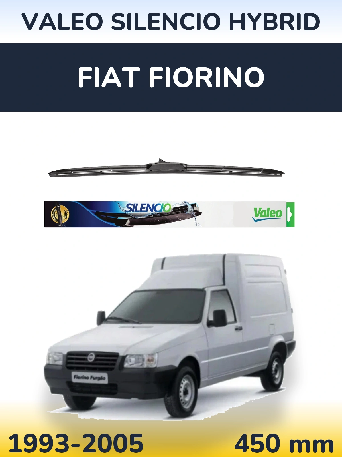 Front wiper blade Valeo Silencio Hybrid 450 мм for Fiat Fiorino 1993-2005