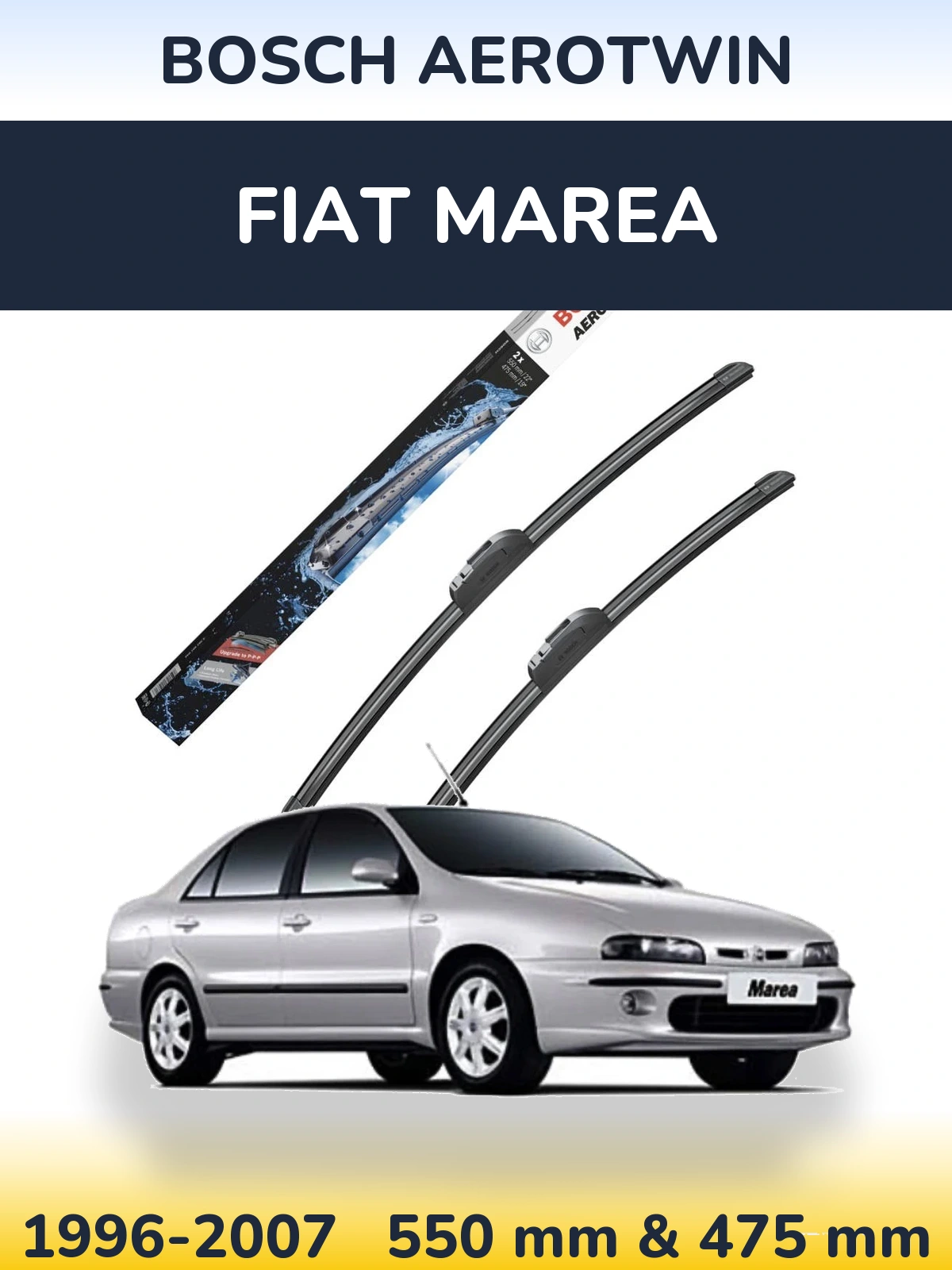 Front wiper blade set BOSCH AeroTwin 550 & 475 мм for Fiat Marea 1996-2007